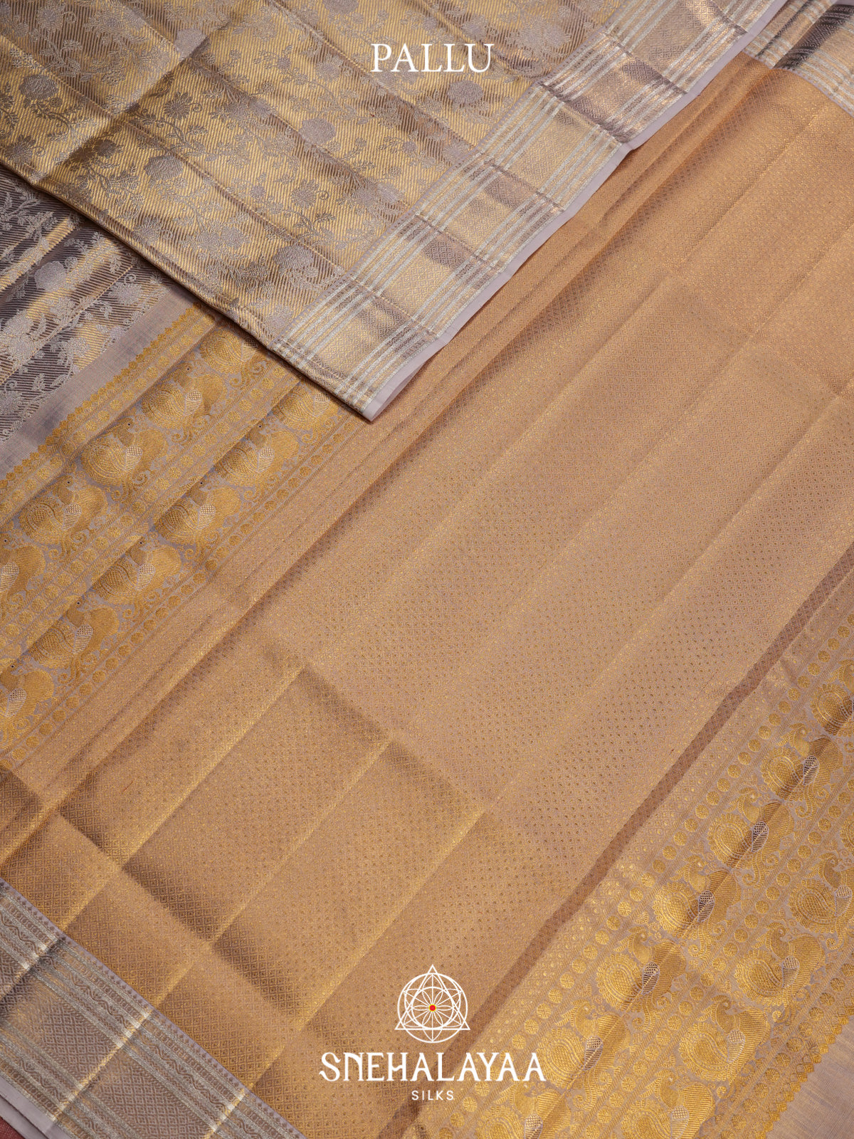 Beige Gold Kanjivaram Silk Saree