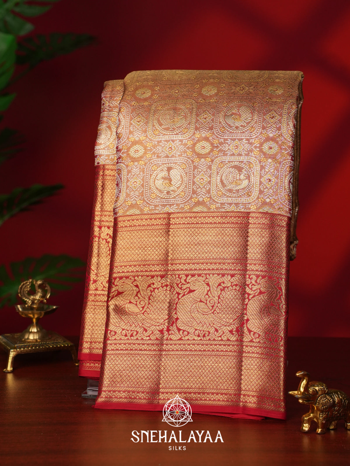 Peach Kanjivaram Silk Saree