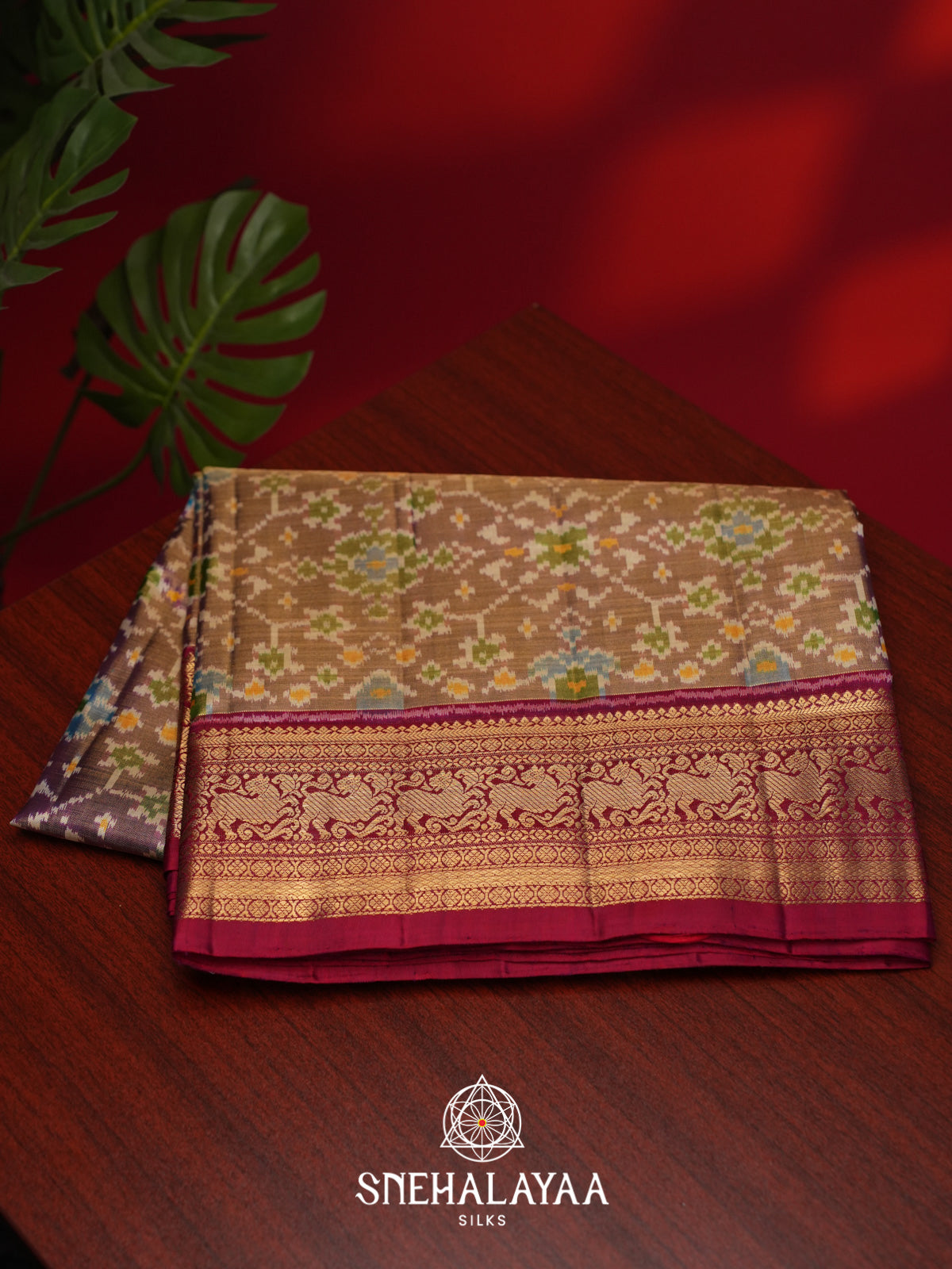 Khaki Brown Kanjivaram Silk Saree