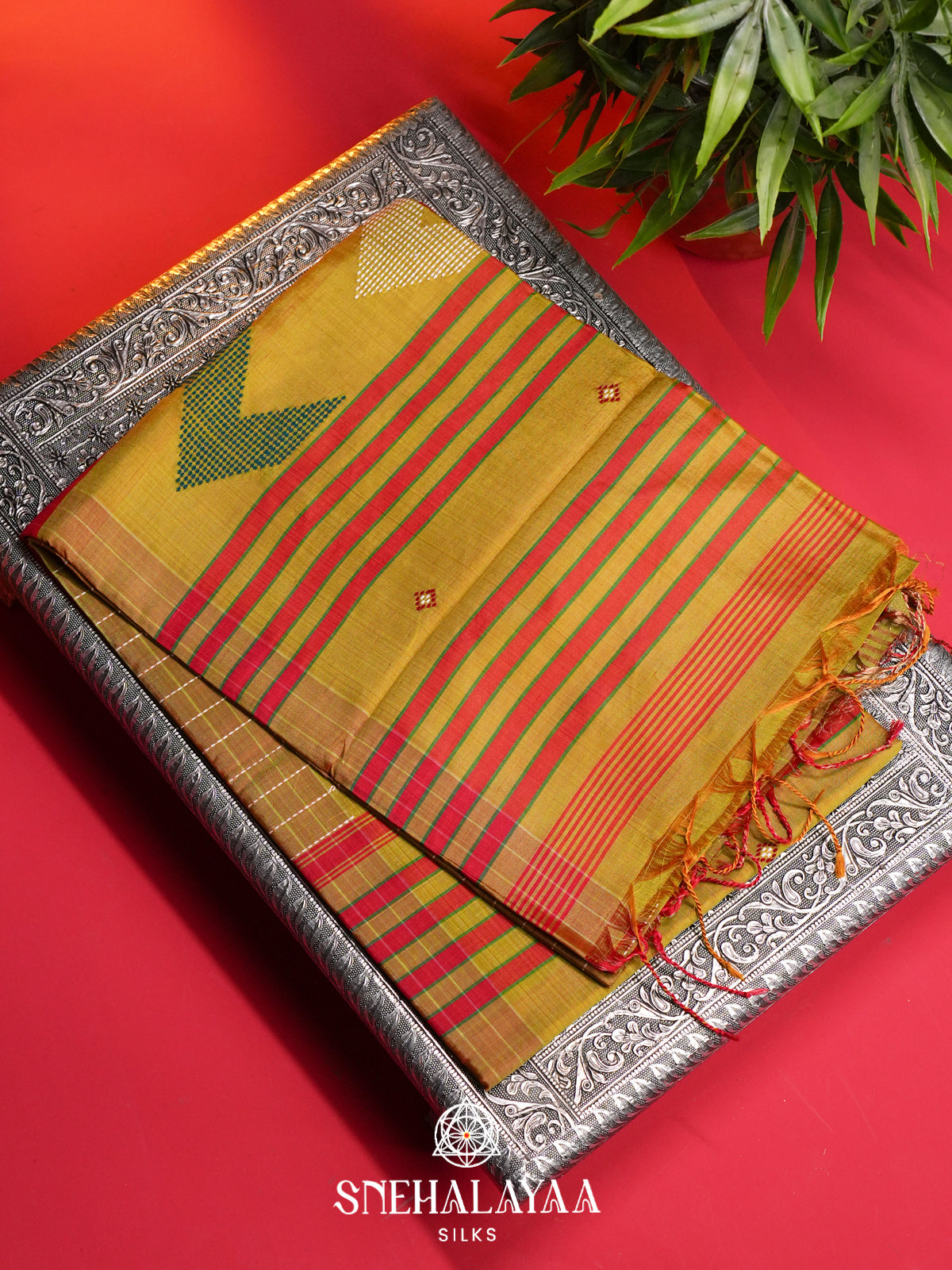 Golden Yellow Behrampuri Silk Saree