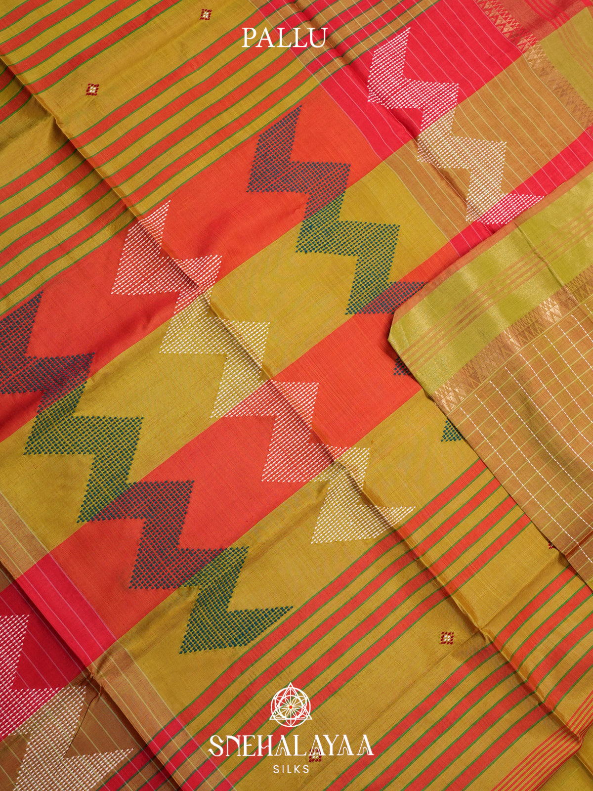 Golden Yellow Behrampuri Silk Saree