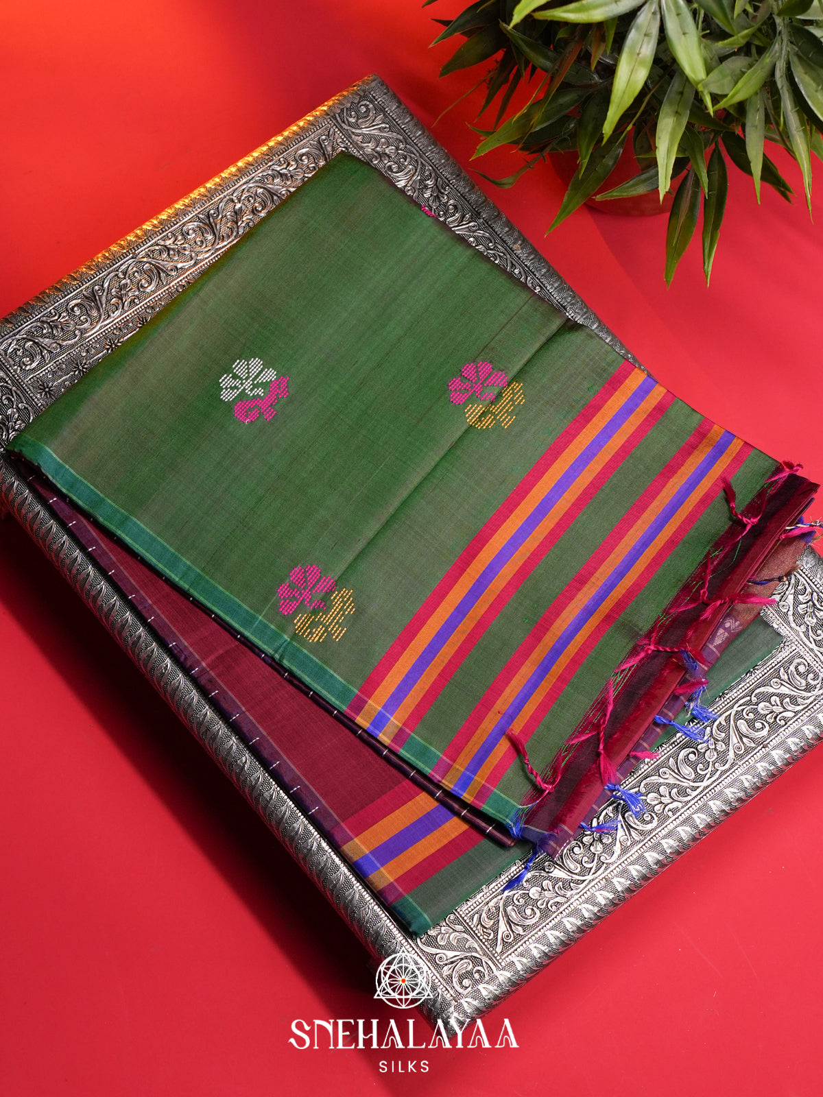 Maroon Behrampuri Silk Saree