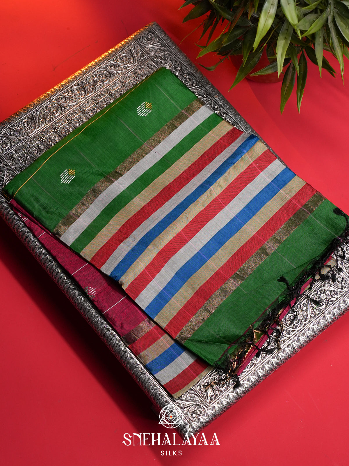 Maroon Behrampuri Silk Saree