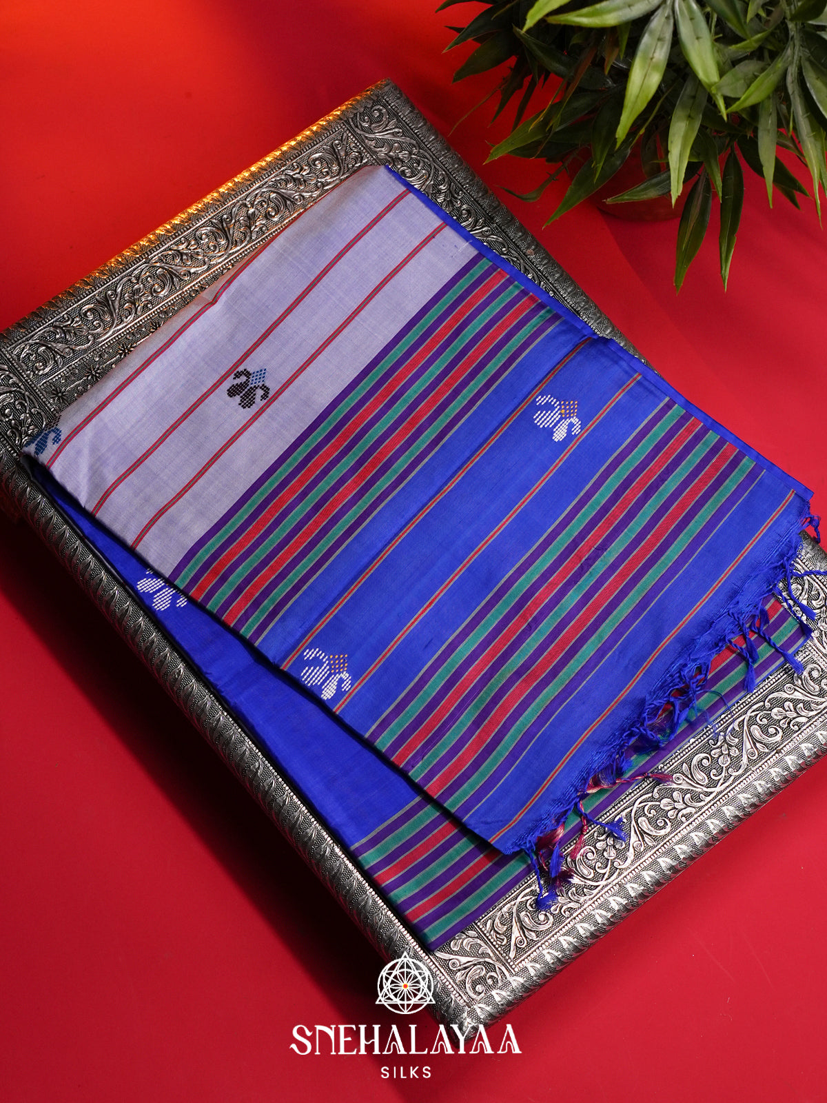 Royal Blue Behrampuri Silk Saree