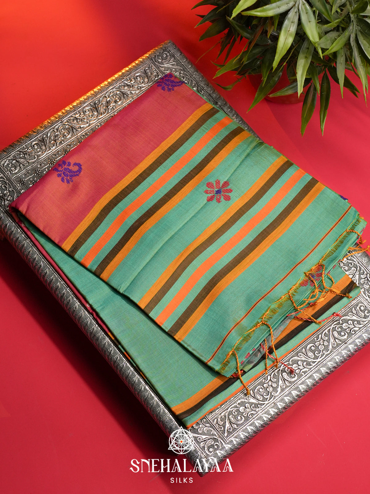 Mint Green Behrampuri Silk Saree