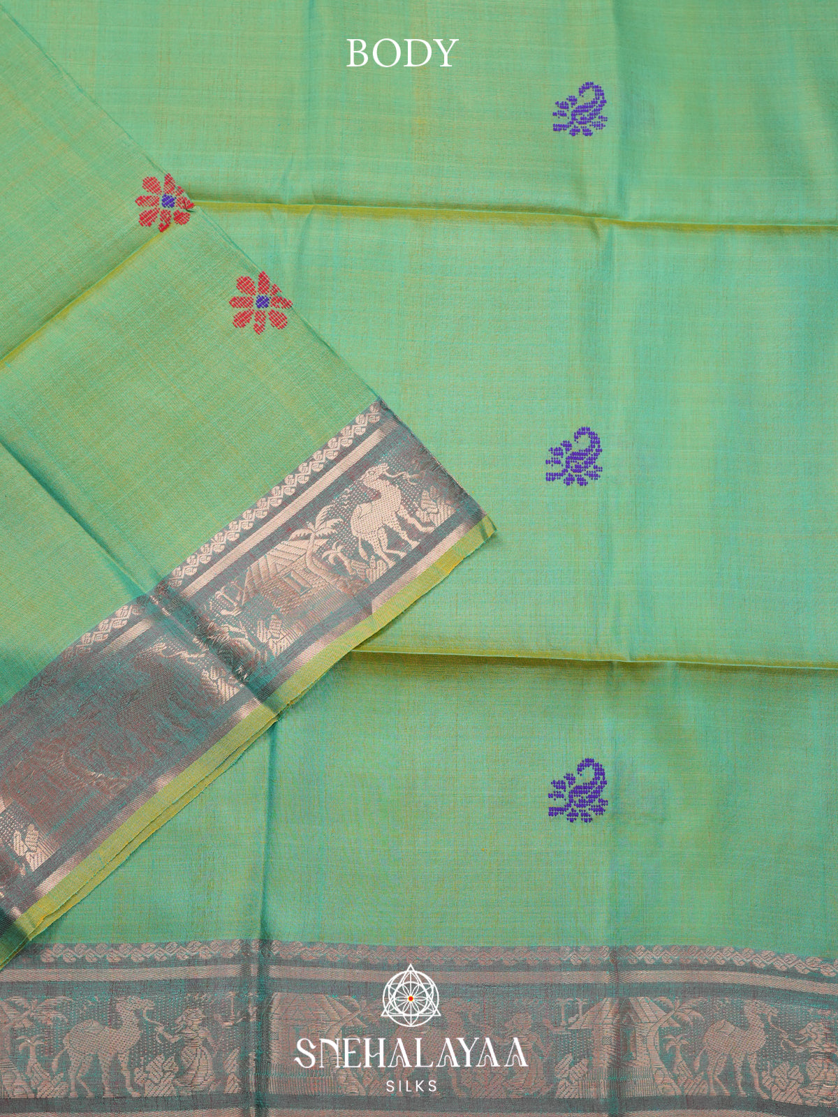 Mint Green Behrampuri Silk Saree