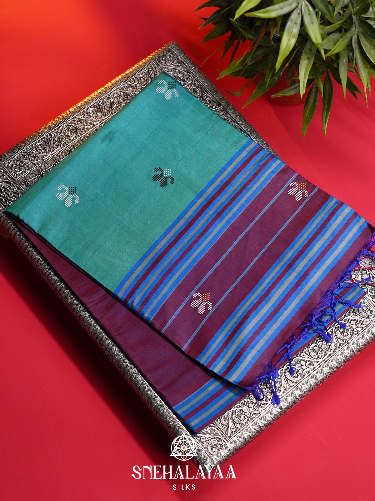 Wine Behrampuri Silk Saree