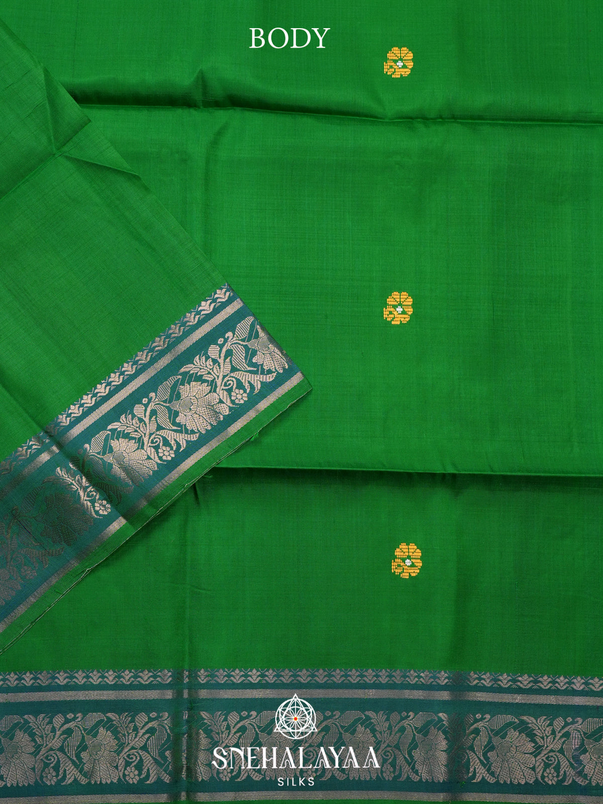 Emerald Green Behrampuri Silk Saree