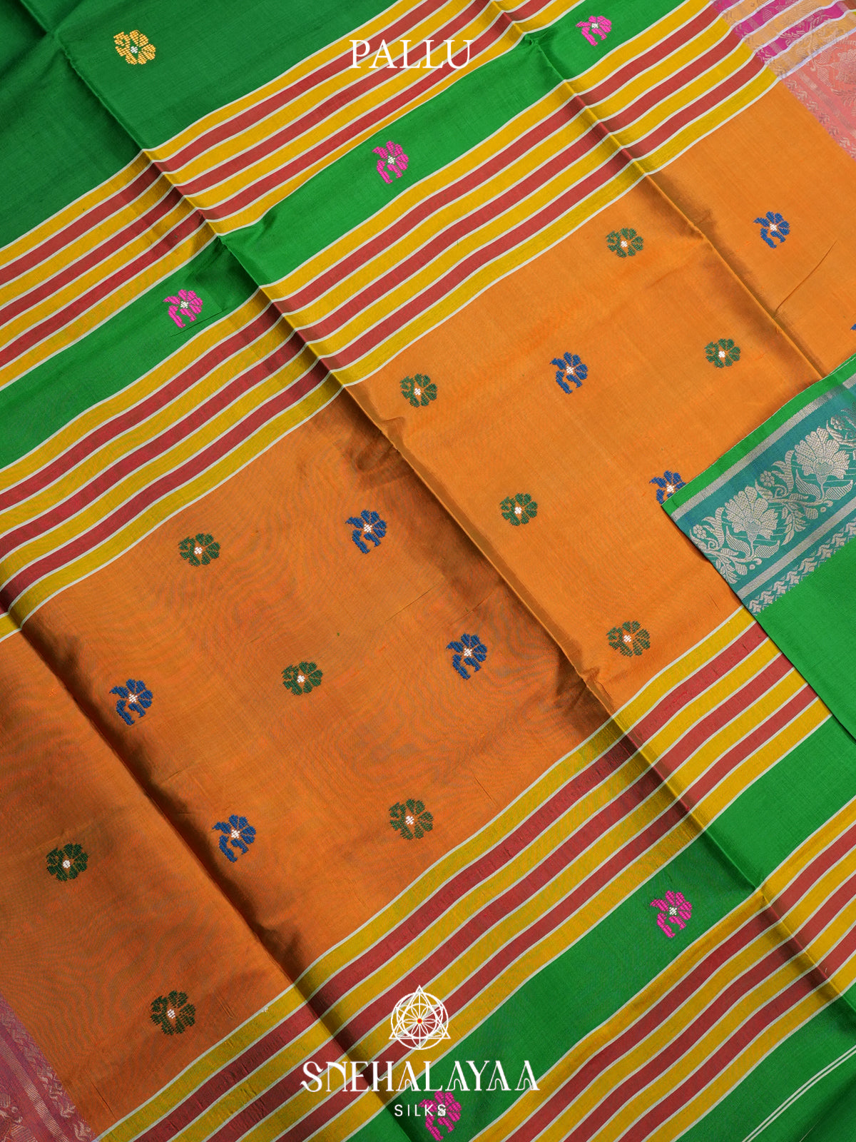 Emerald Green Behrampuri Silk Saree