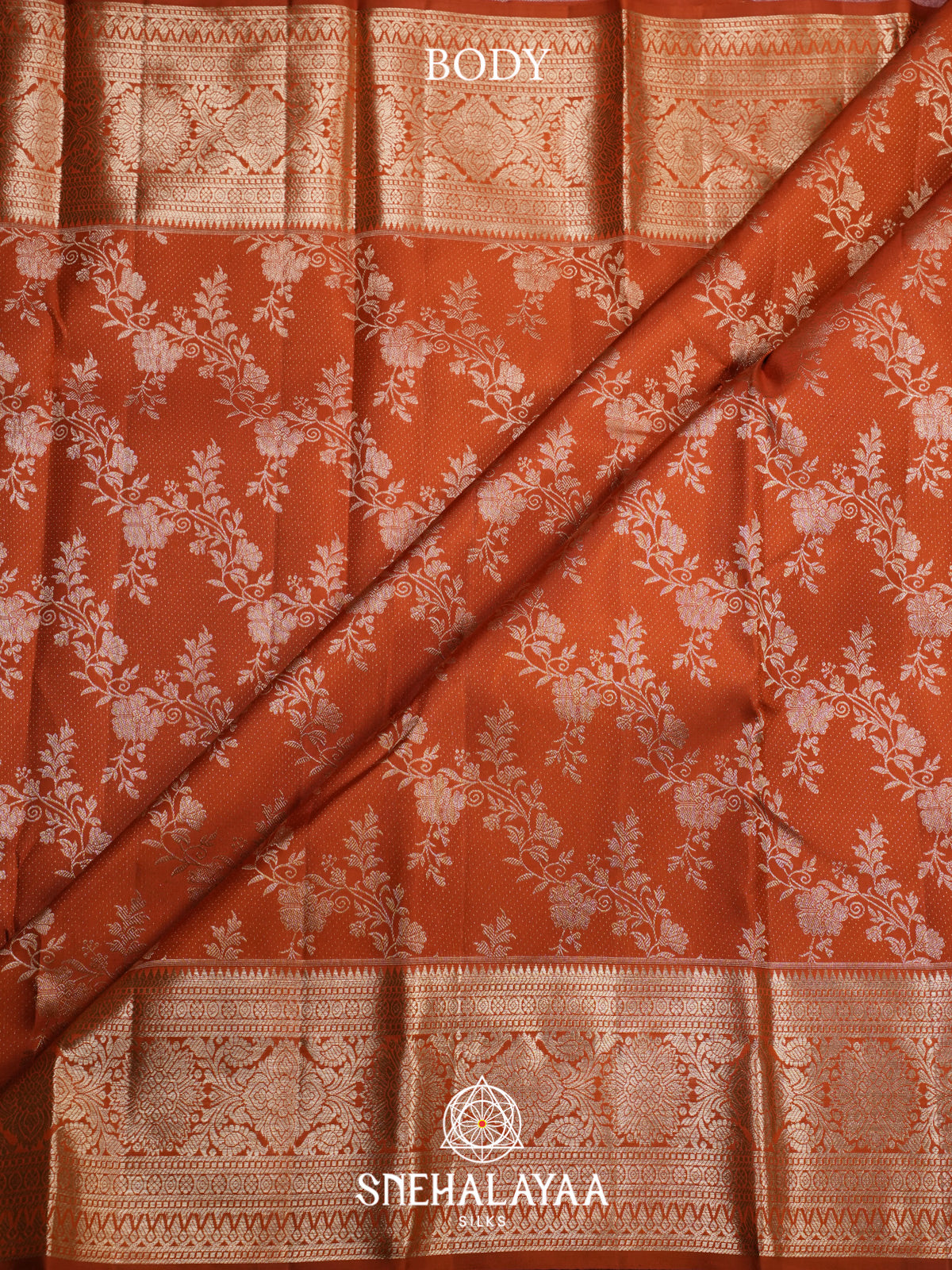 Orange Kanjivaram Silk Saree