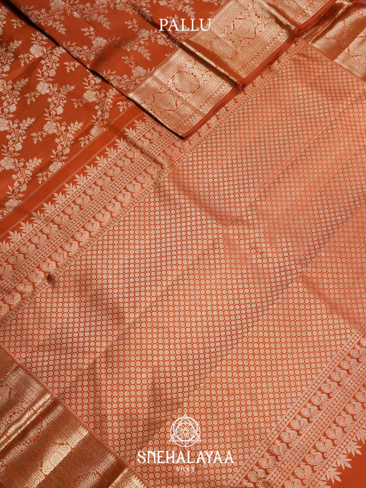 Orange Kanjivaram Silk Saree