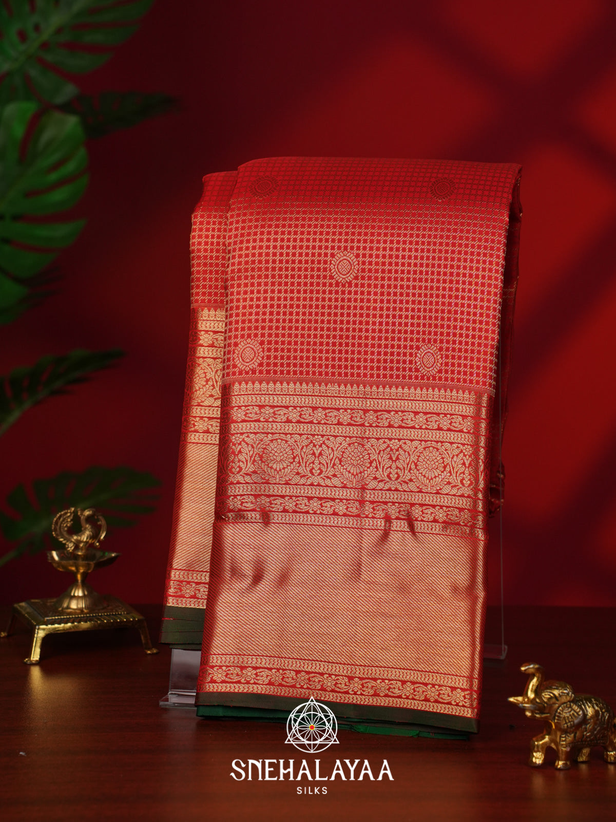 Rust Orange Kanjivaram Silk Saree