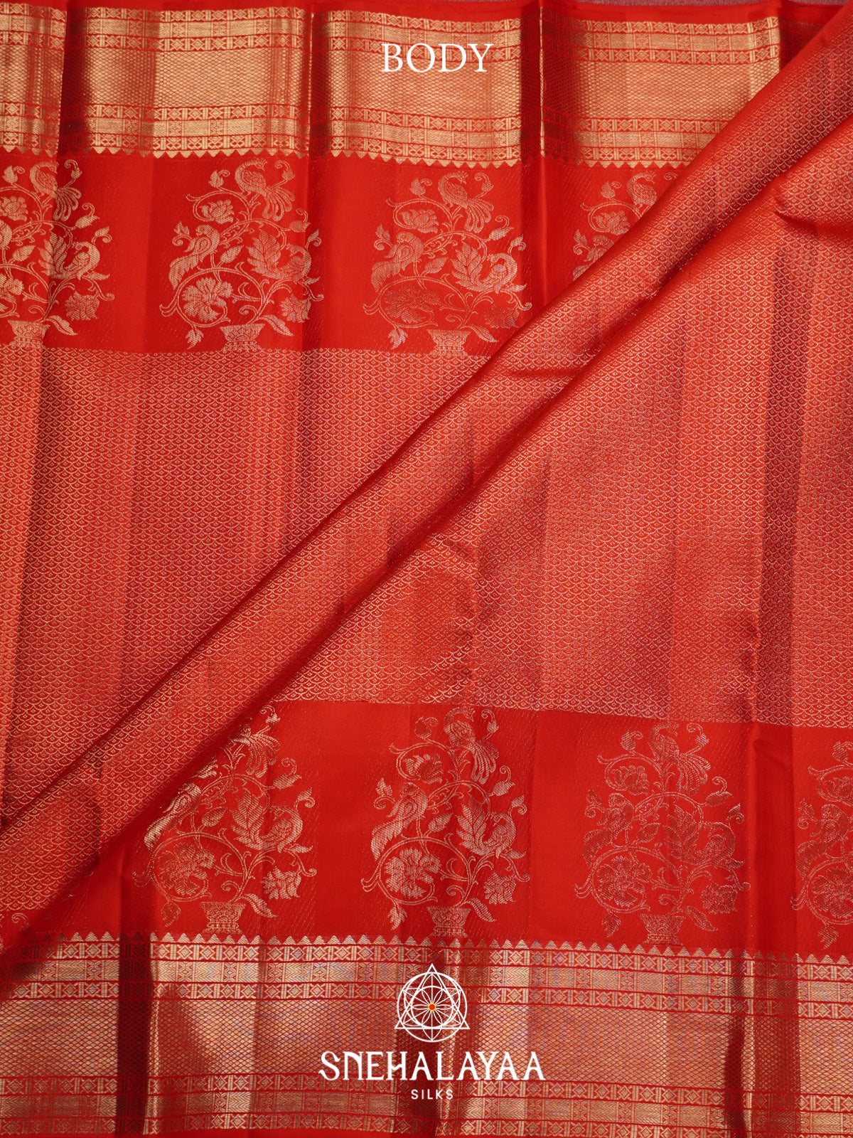 Rust Orange Kanjivaram Silk Saree