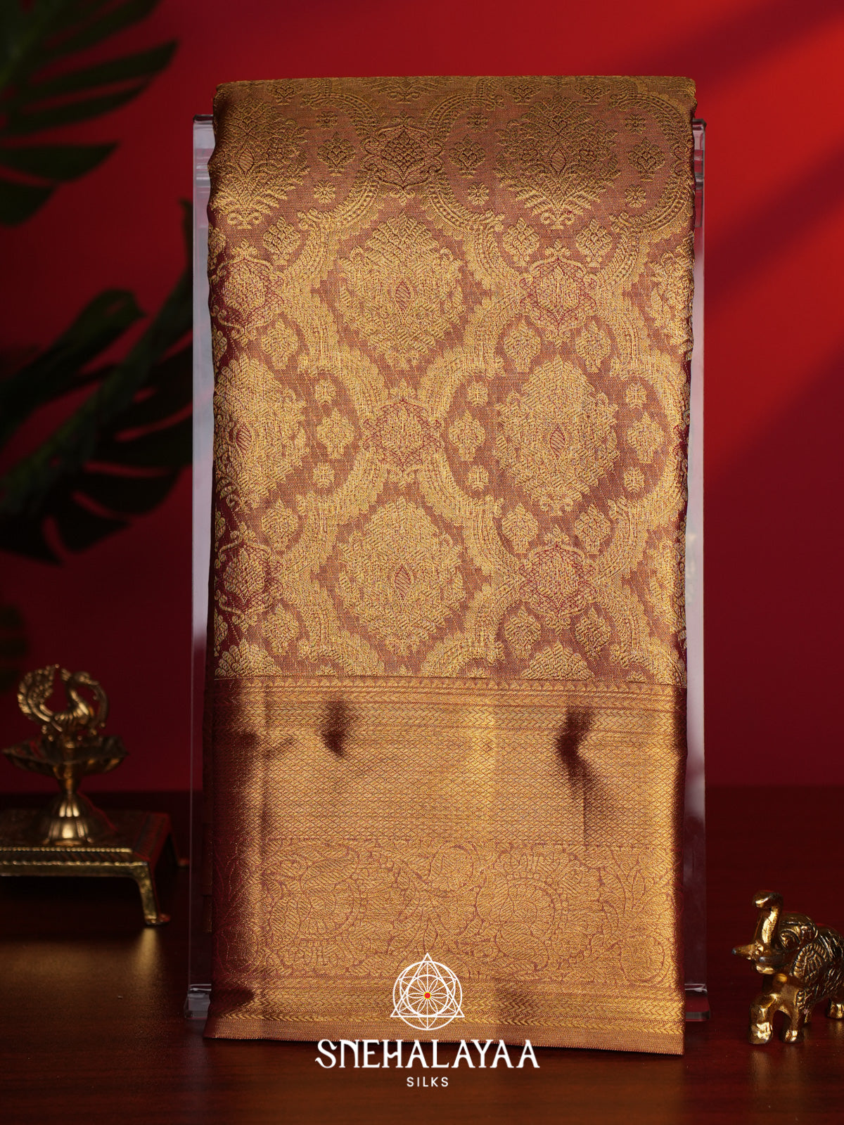 Golden Kanjivaram Silk Saree