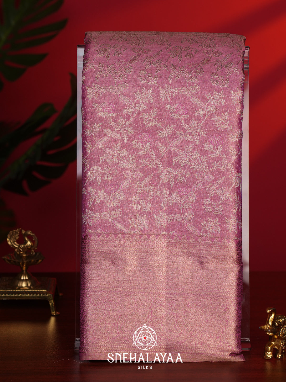 Rose Pink Kanjivaram Silk Saree