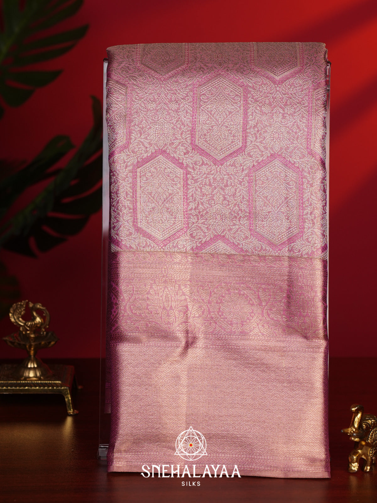 Rose Pink Kanjivaram Silk Saree