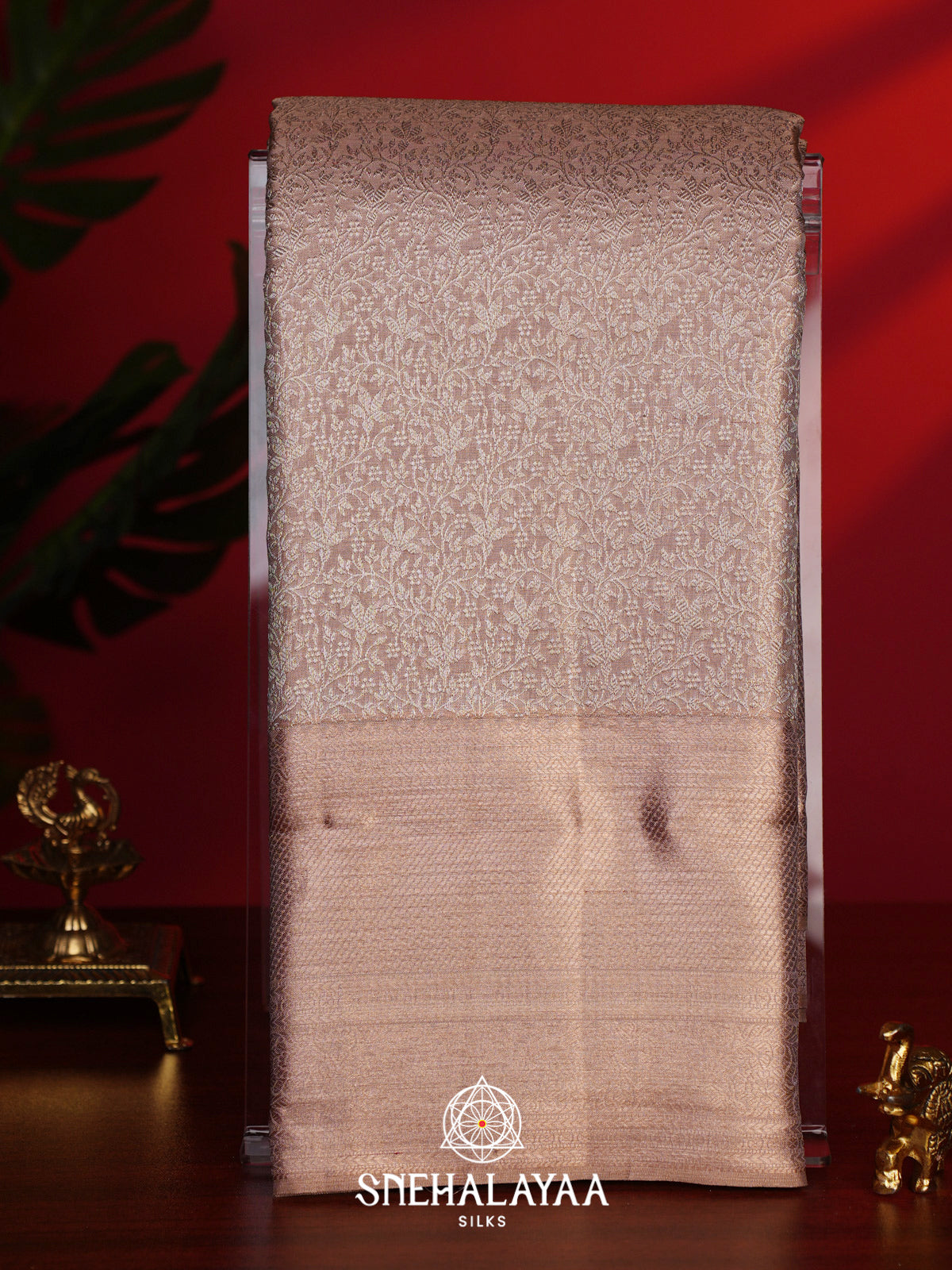 Beige Gold Kanjivaram Silk Saree