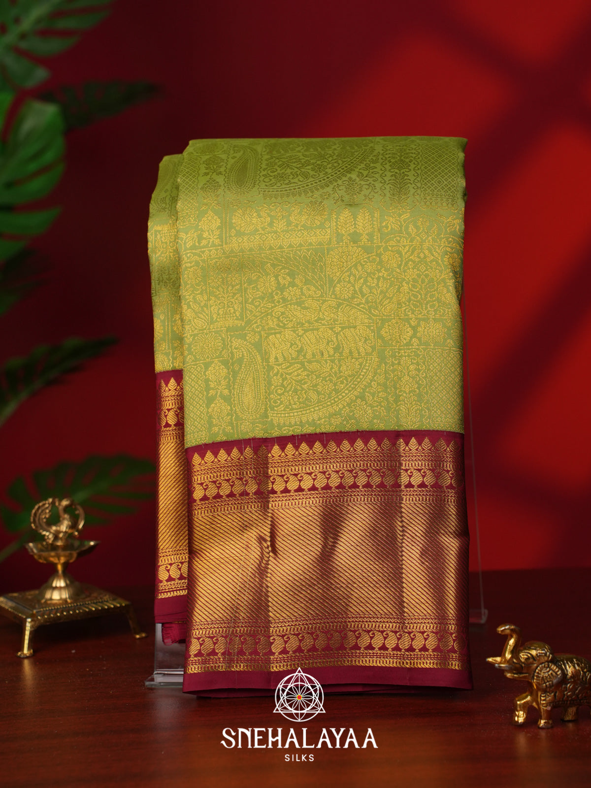 Pista Green Kanjivaram Silk Saree