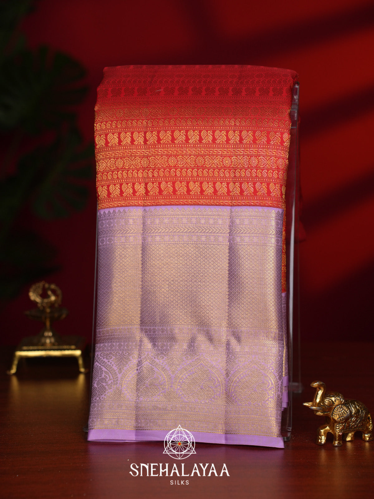 Rust Orange Kanjivaram Silk Saree