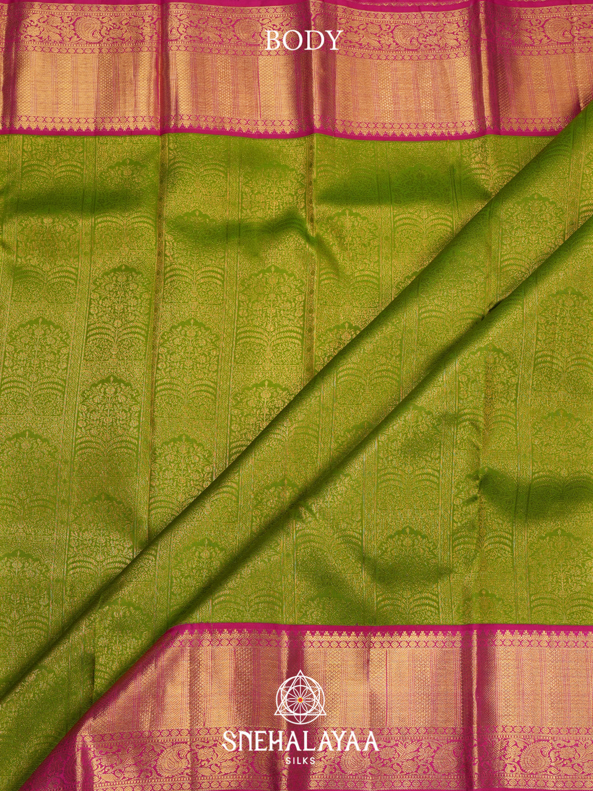 Lime Green Kanjivaram Silk Saree