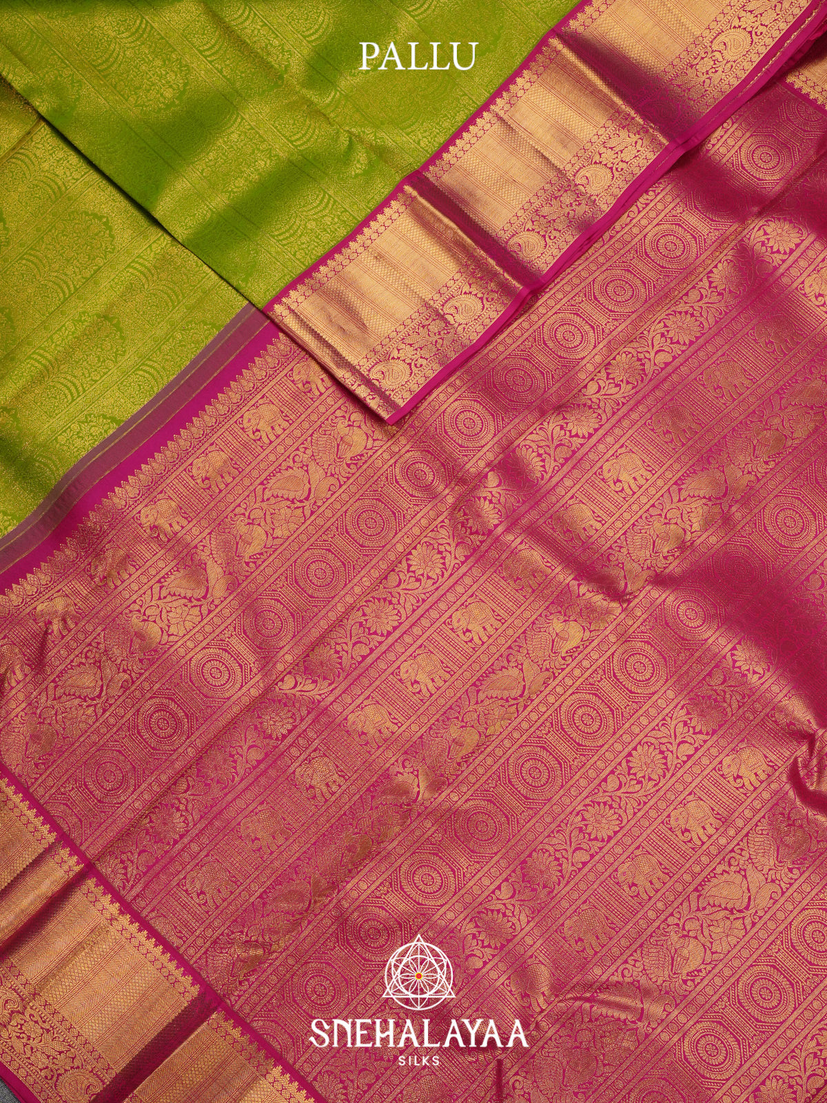 Lime Green Kanjivaram Silk Saree