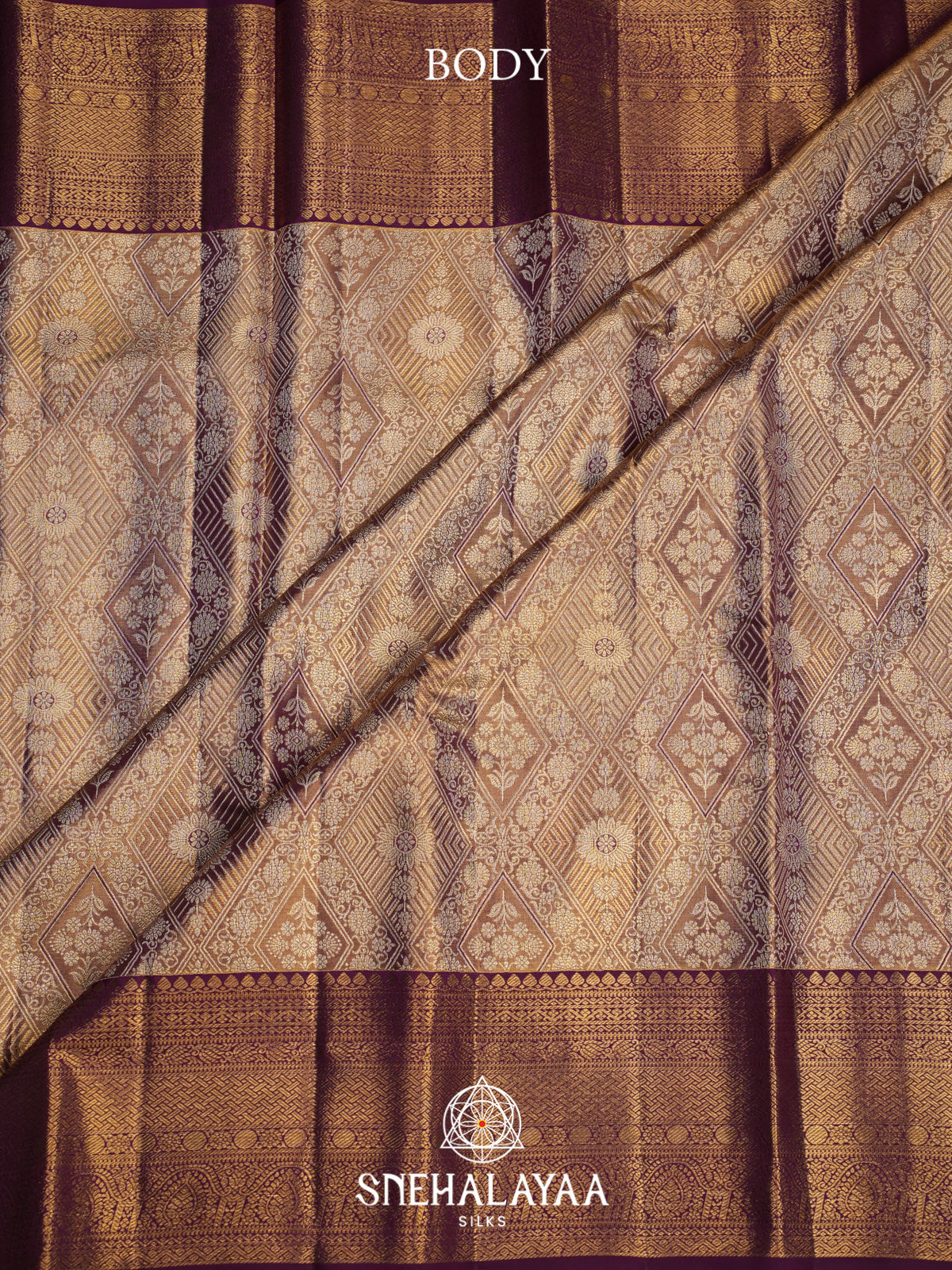 Beige Gold Kanjivaram Silk Saree