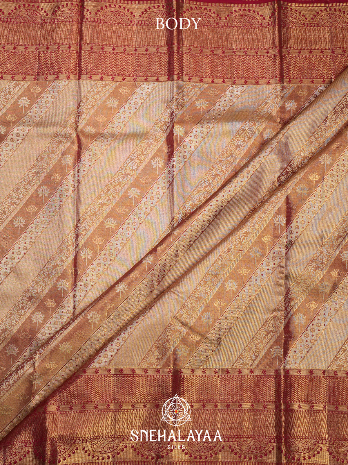 Beige Gold Kanjivaram Silk Saree