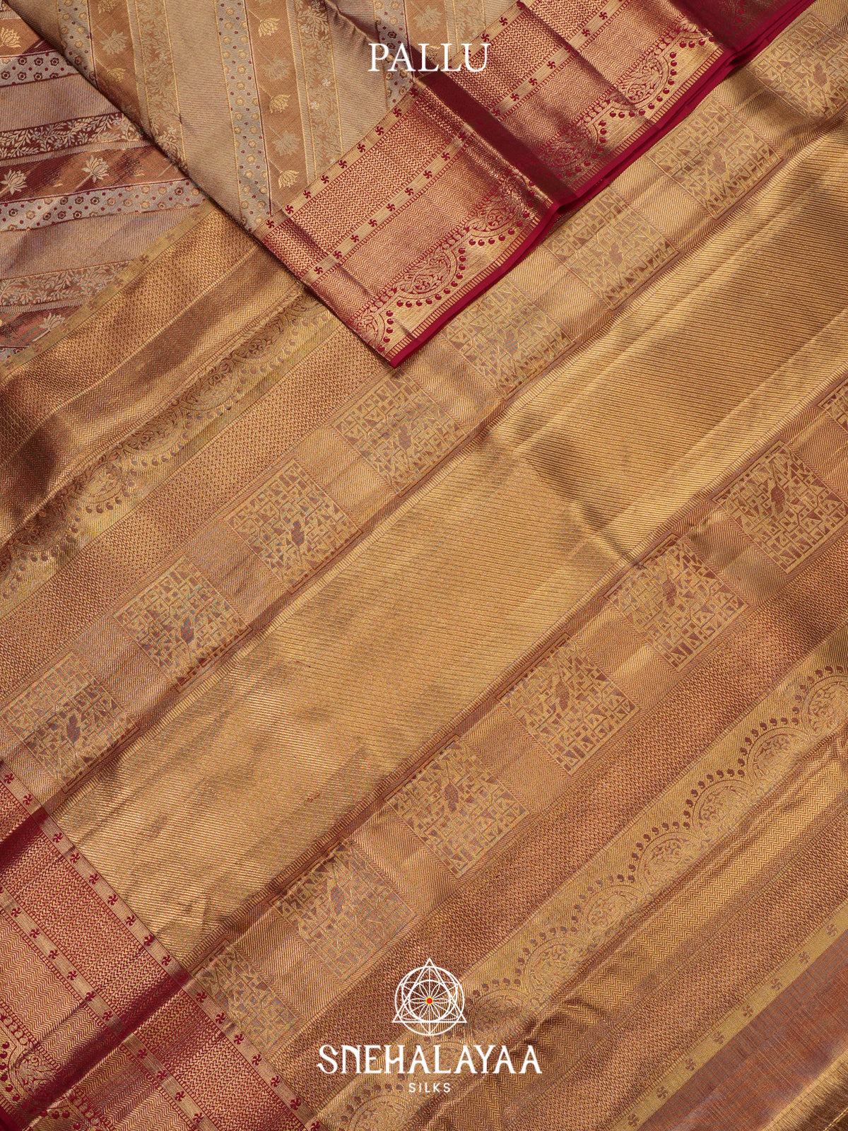 Beige Gold Kanjivaram Silk Saree