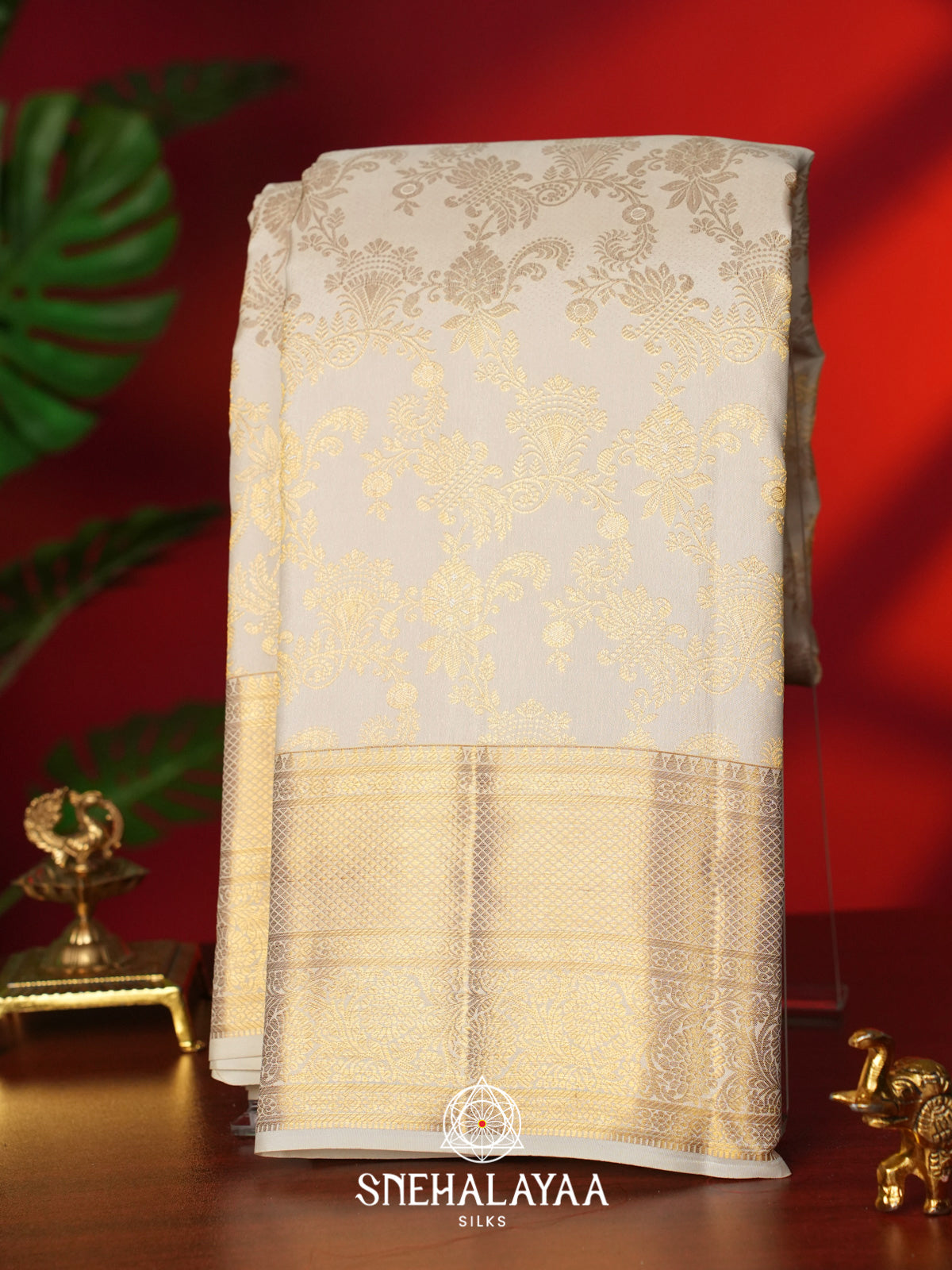 Off White Kanjivaram Silk Saree
