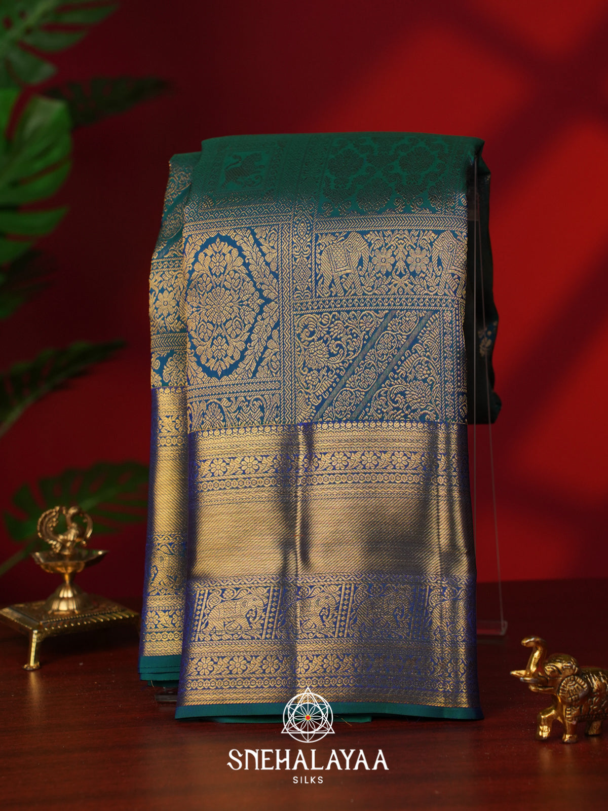 Peacock Blue Kanjivaram Silk Saree