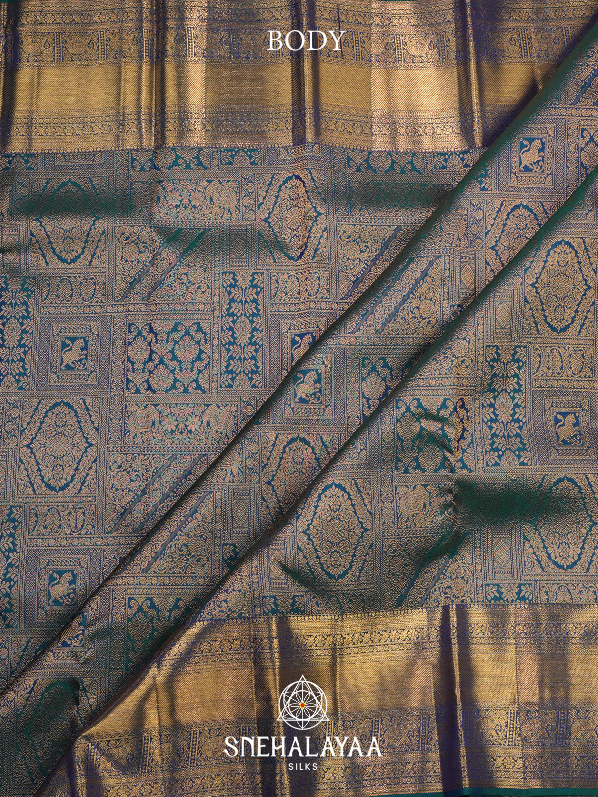 Peacock Blue Kanjivaram Silk Saree