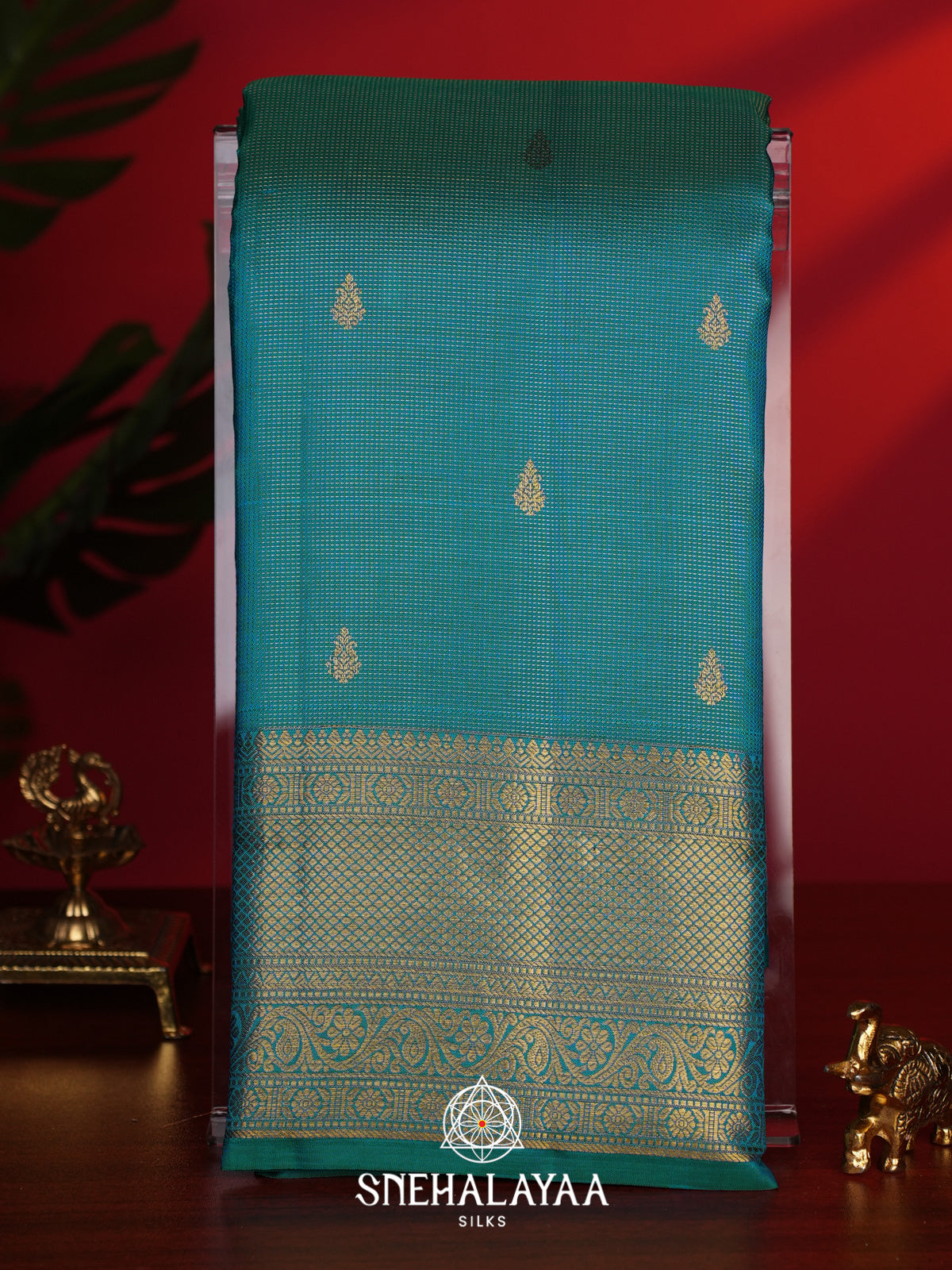 Teal Green Kanjivaram Silk Saree
