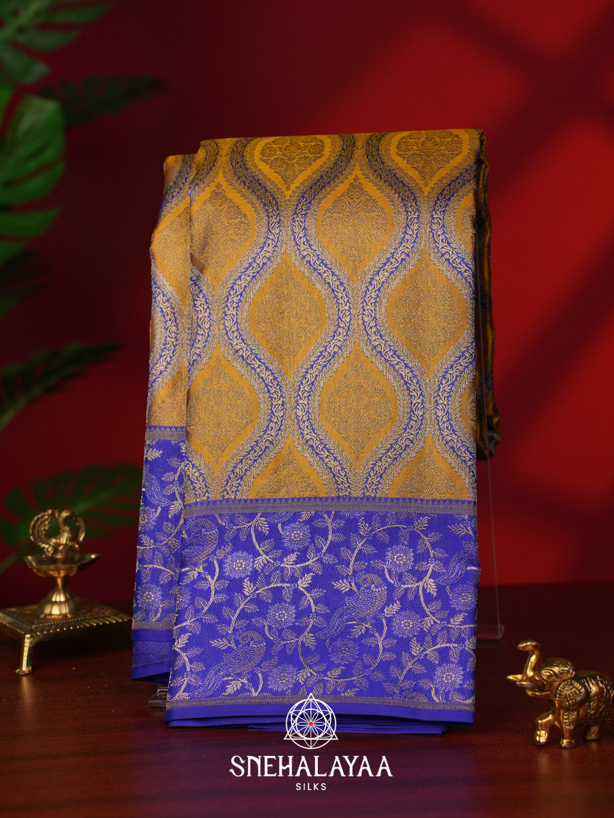 Mustard Yellow Kanjivaram Silk Saree