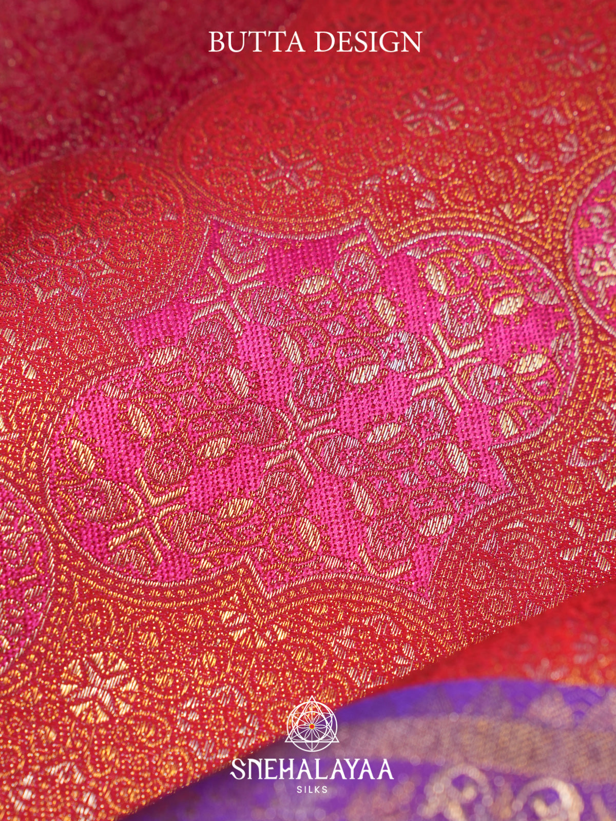 Coral Red Kanjivaram Silk Saree