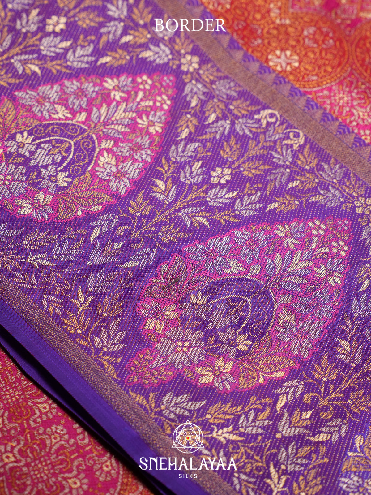 Coral Red Kanjivaram Silk Saree