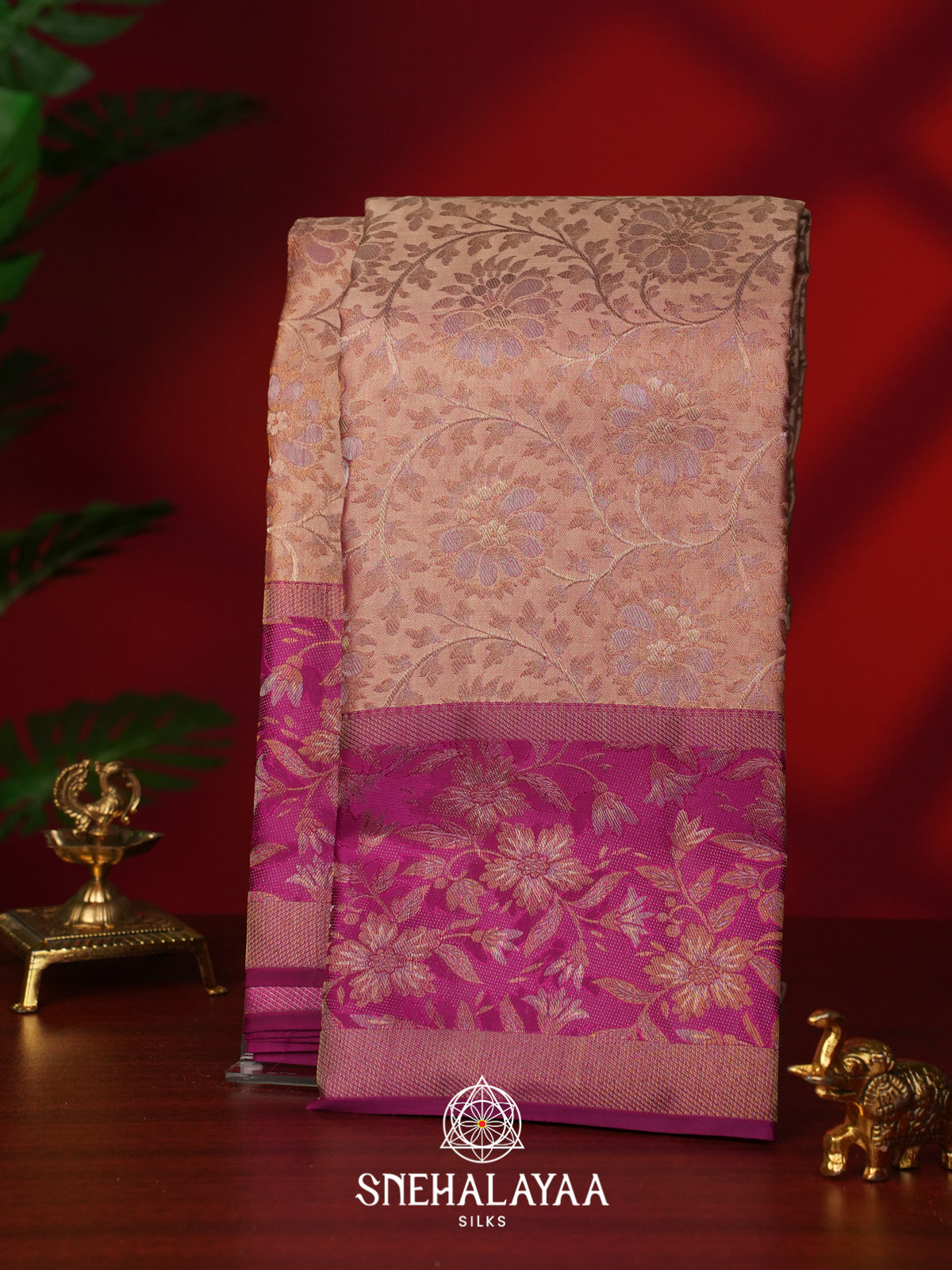 Cream Kanjivaram Silk Saree