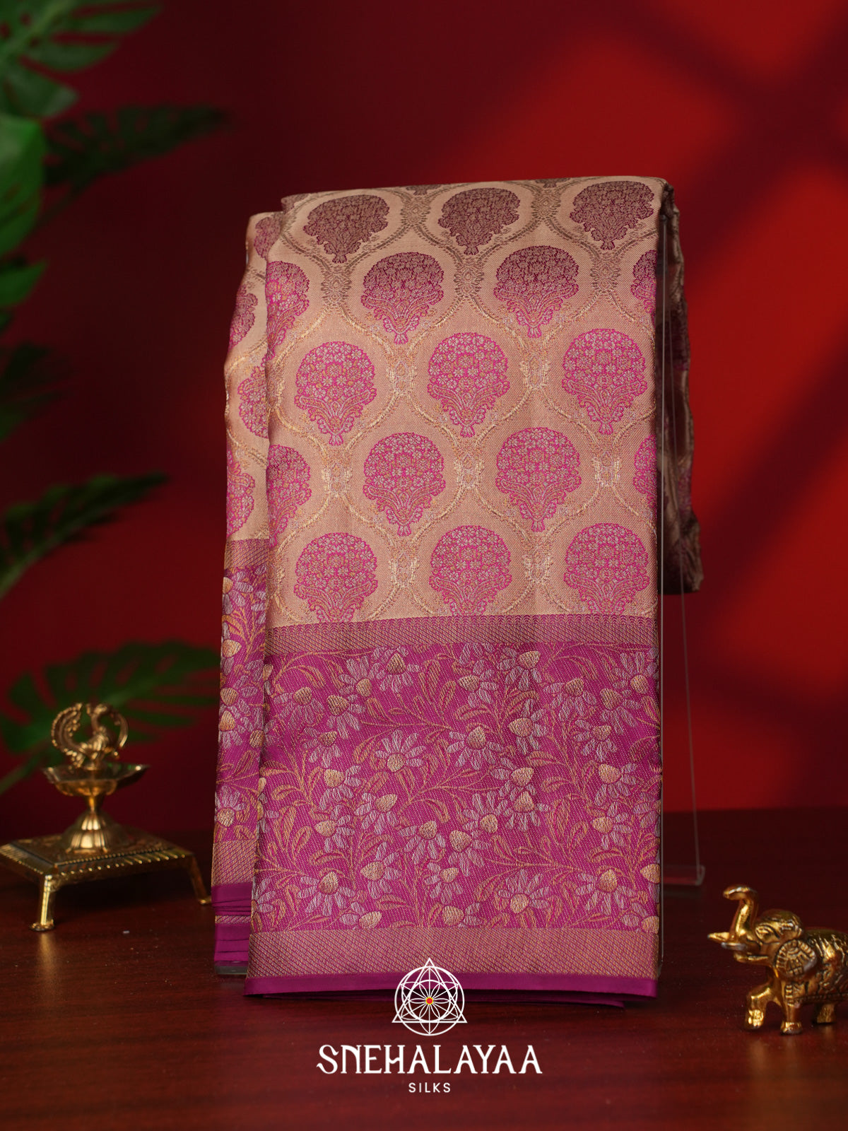 Rose Pink Kanjivaram Silk Saree