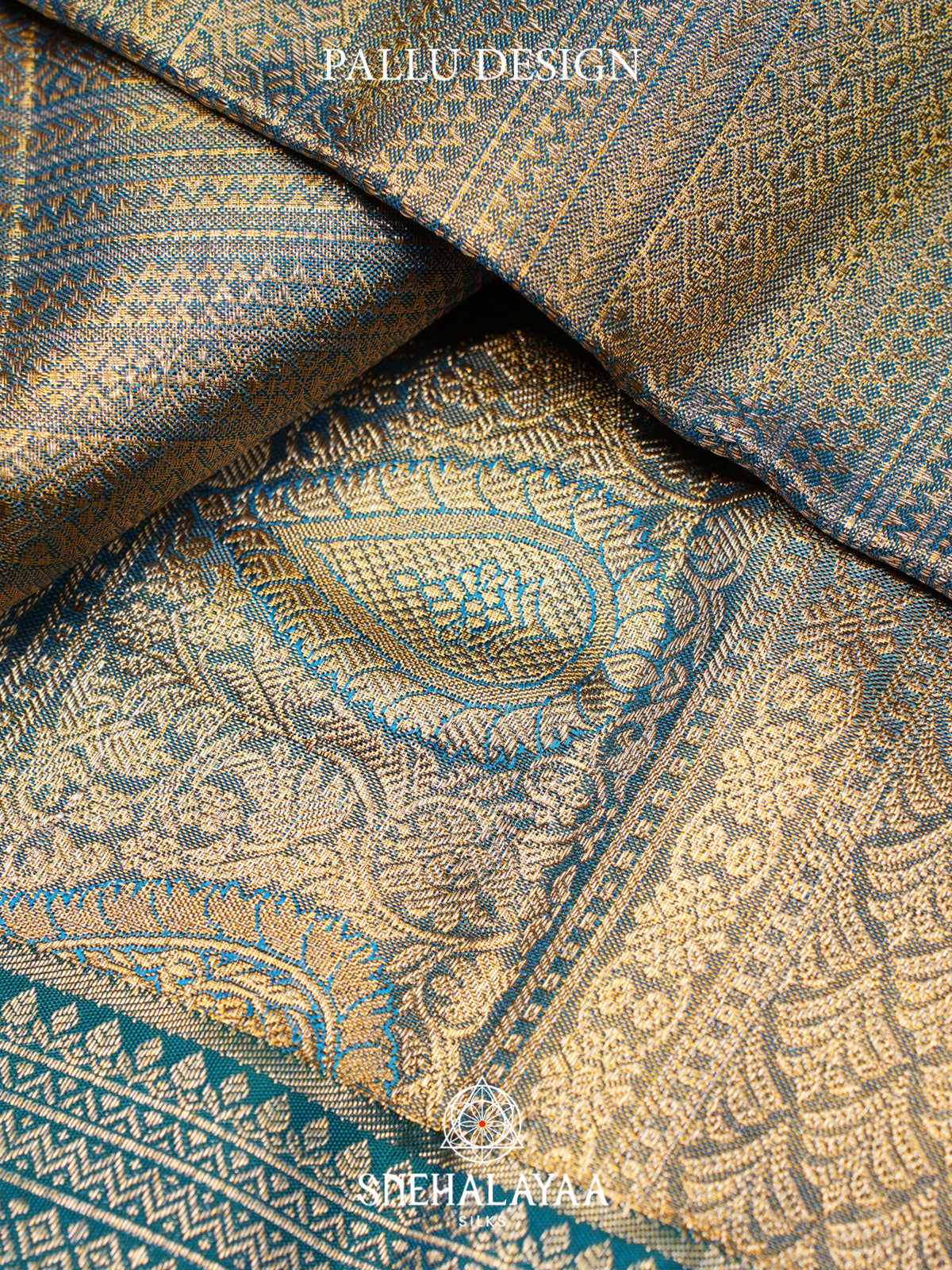 Teal Blue Kanjivaram Silk Saree