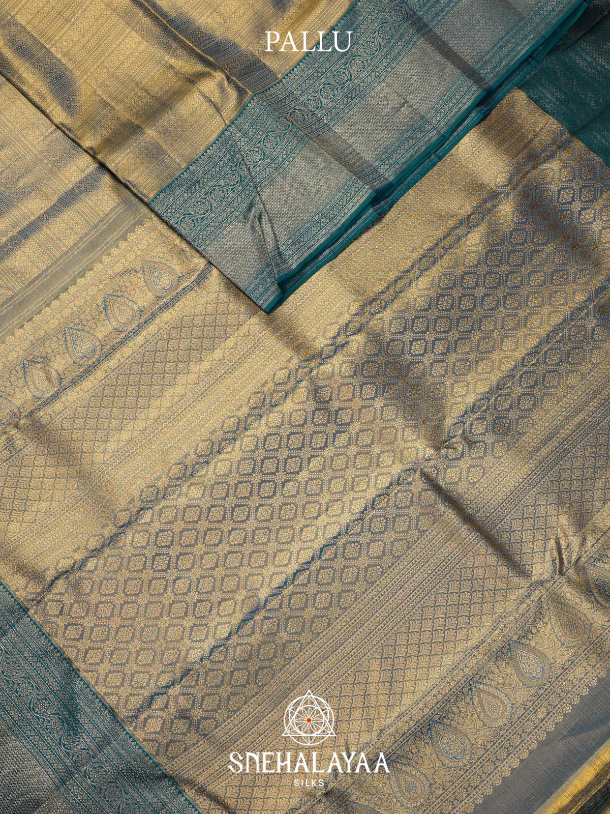 Teal Blue Kanjivaram Silk Saree