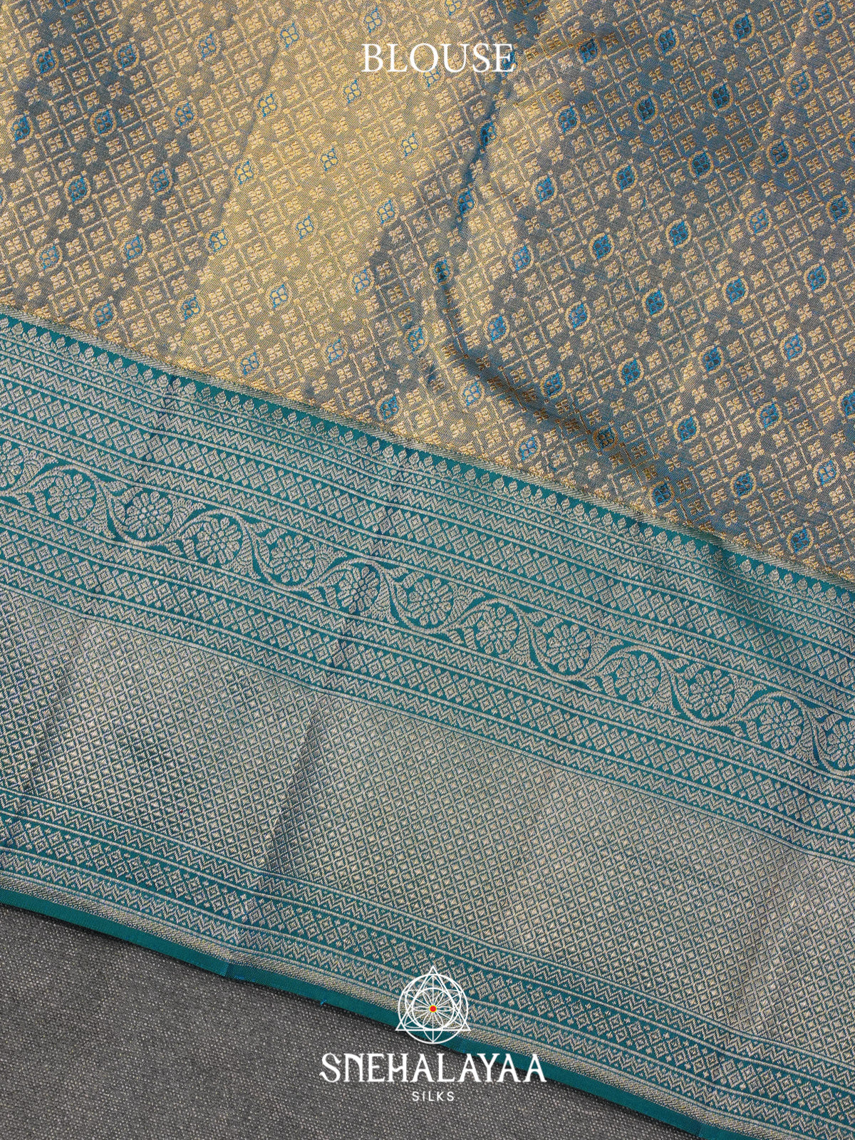 Teal Blue Kanjivaram Silk Saree