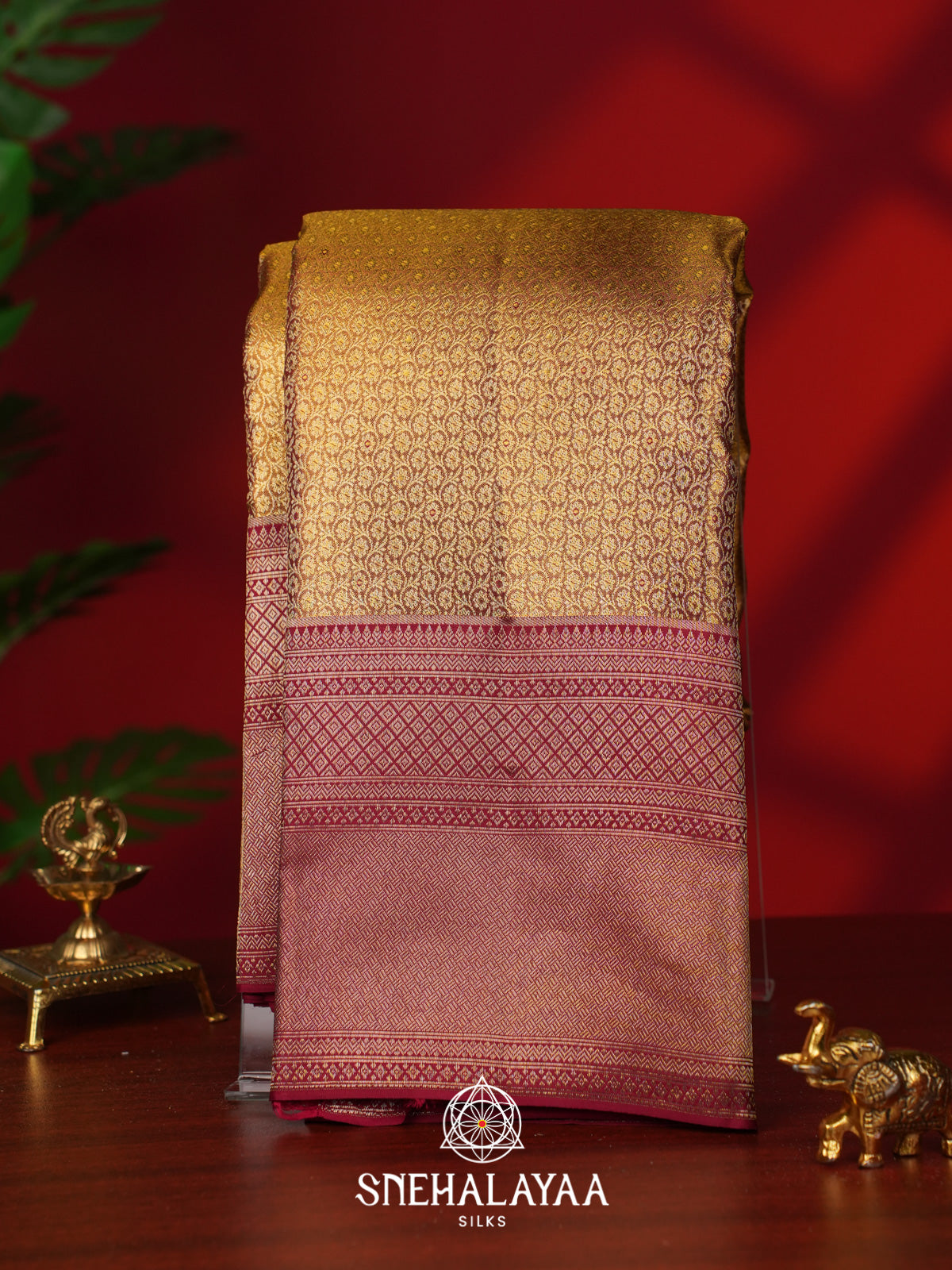 Golden Yellow Kanjivaram Silk Saree