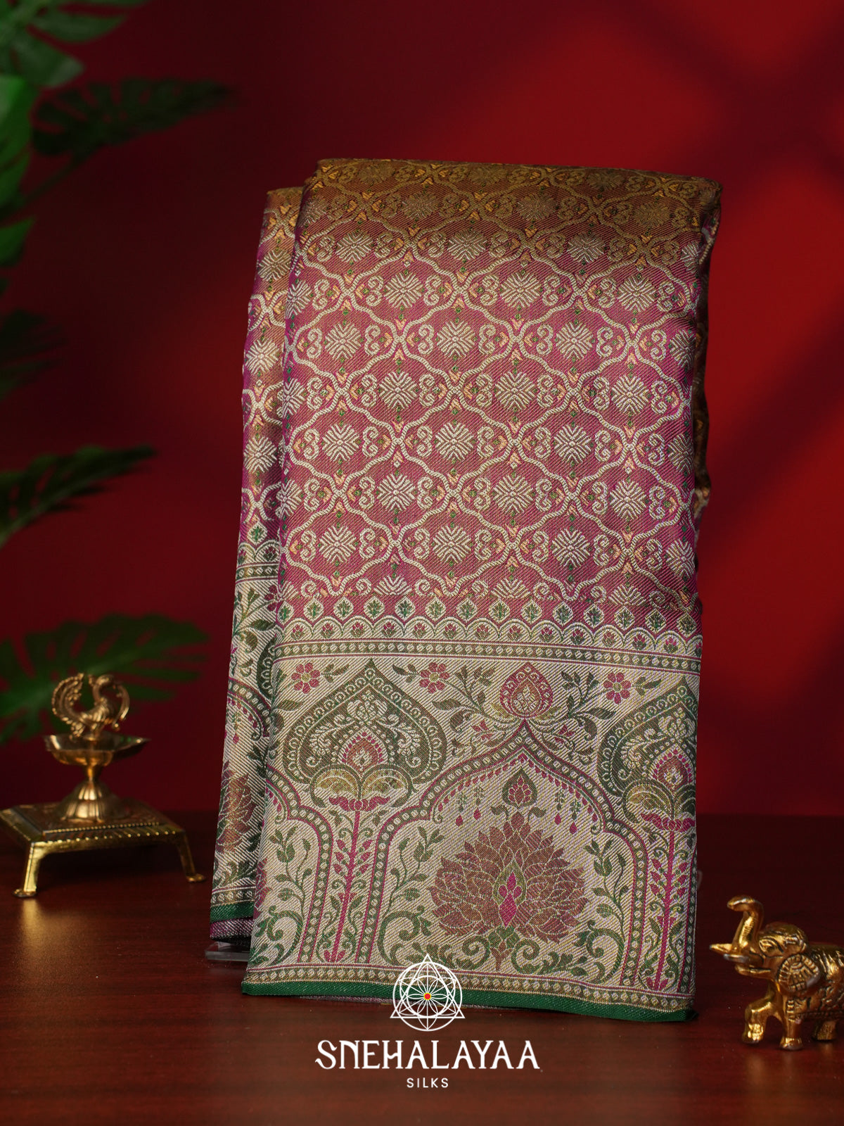 Rose Pink Kanjivaram Silk Saree