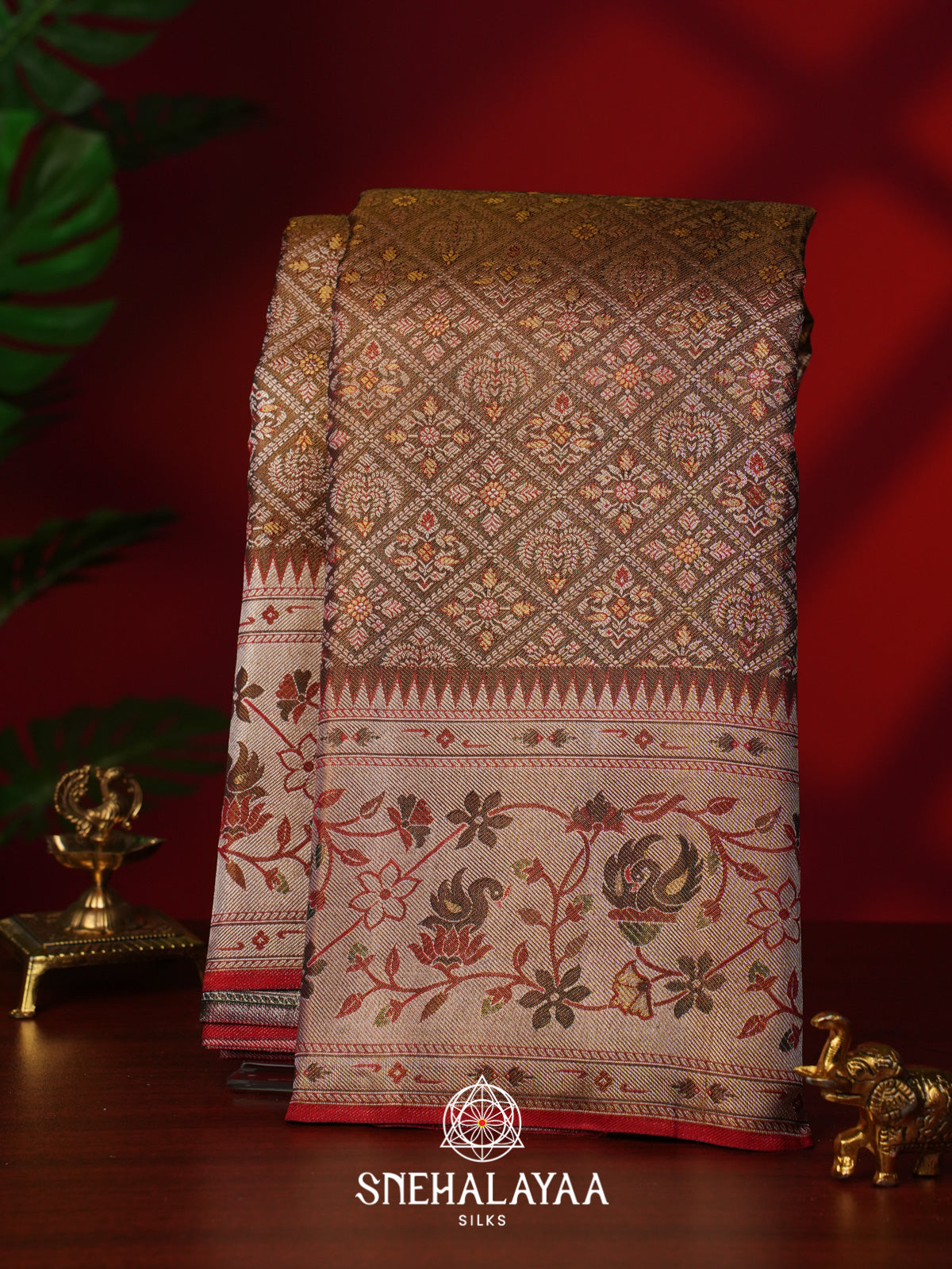 Beige Kanjivaram Silk Saree