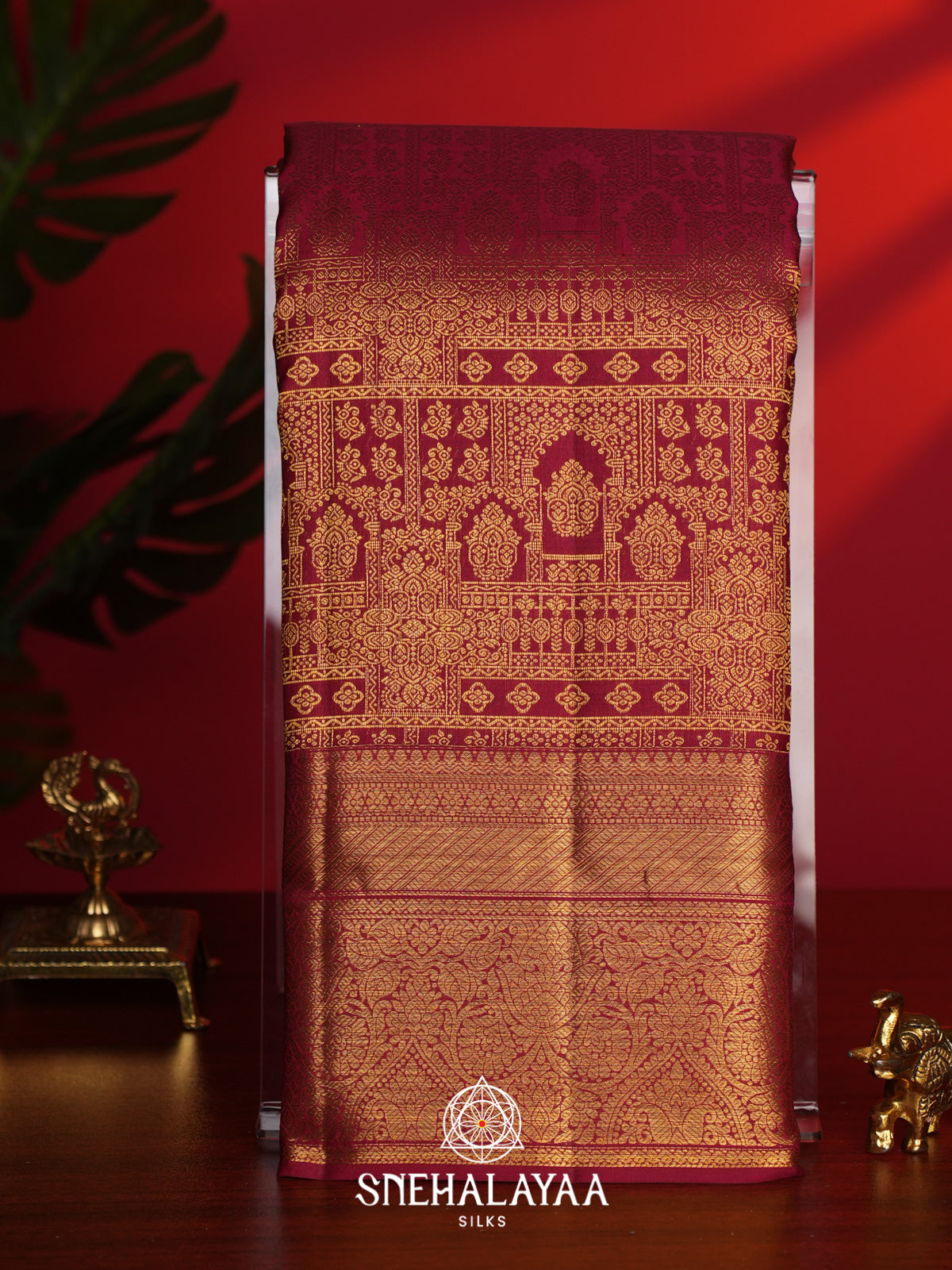 Ruby Red Kanjivaram Silk Saree