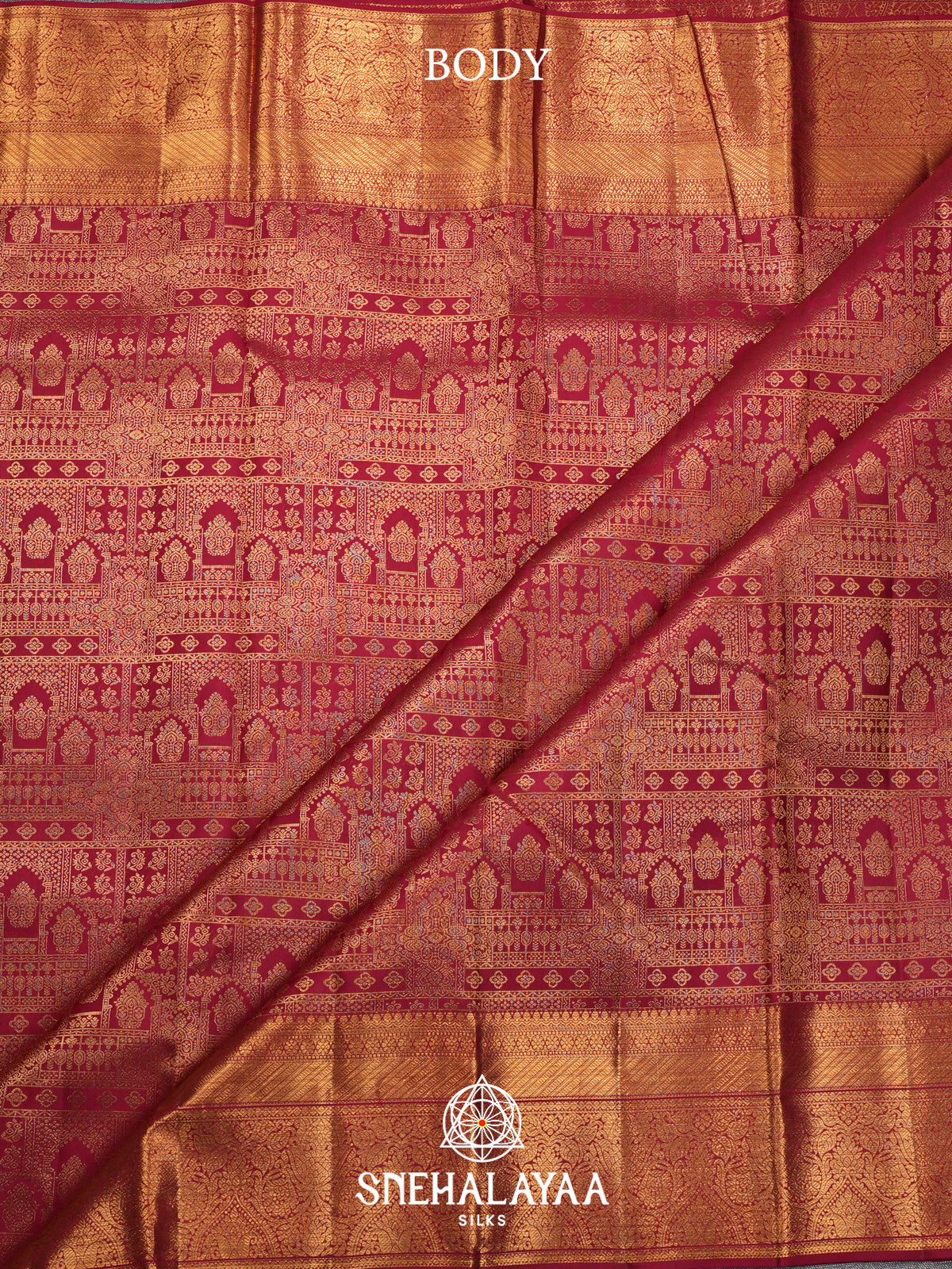 Ruby Red Kanjivaram Silk Saree