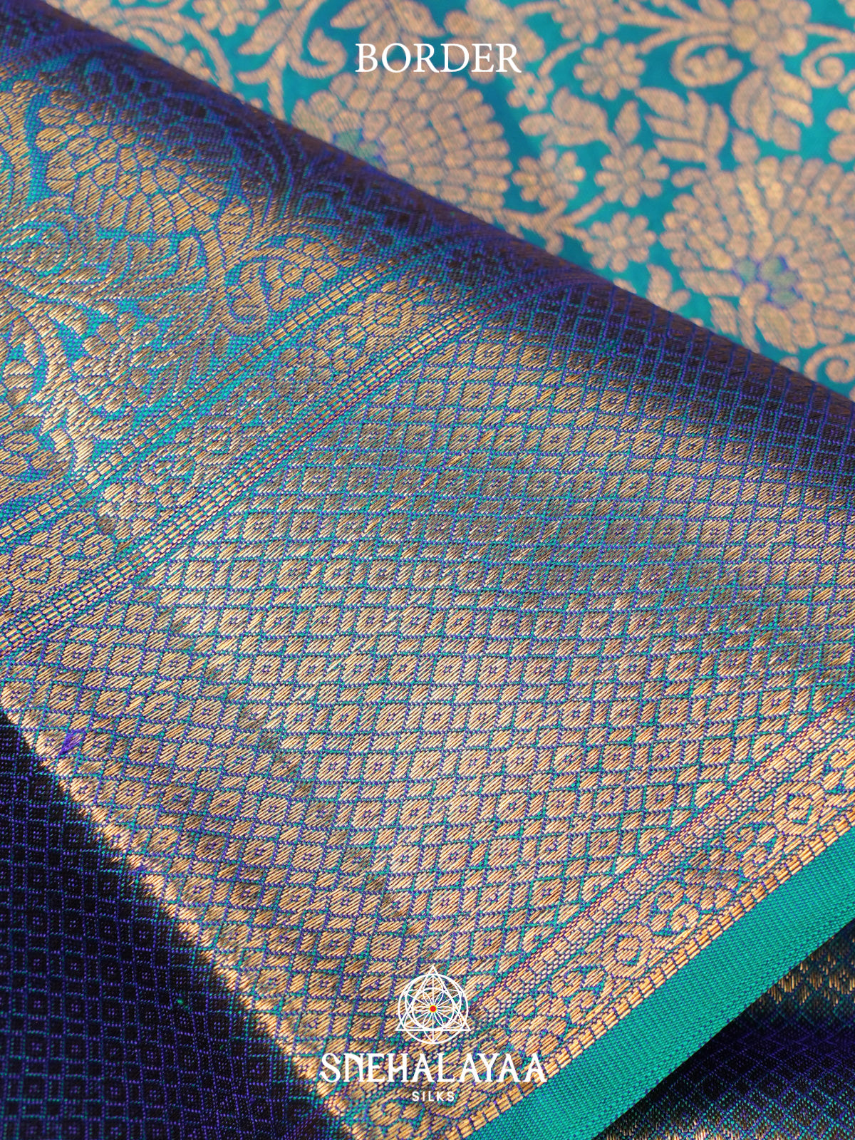 Teal Blue Kanjivaram Silk Saree