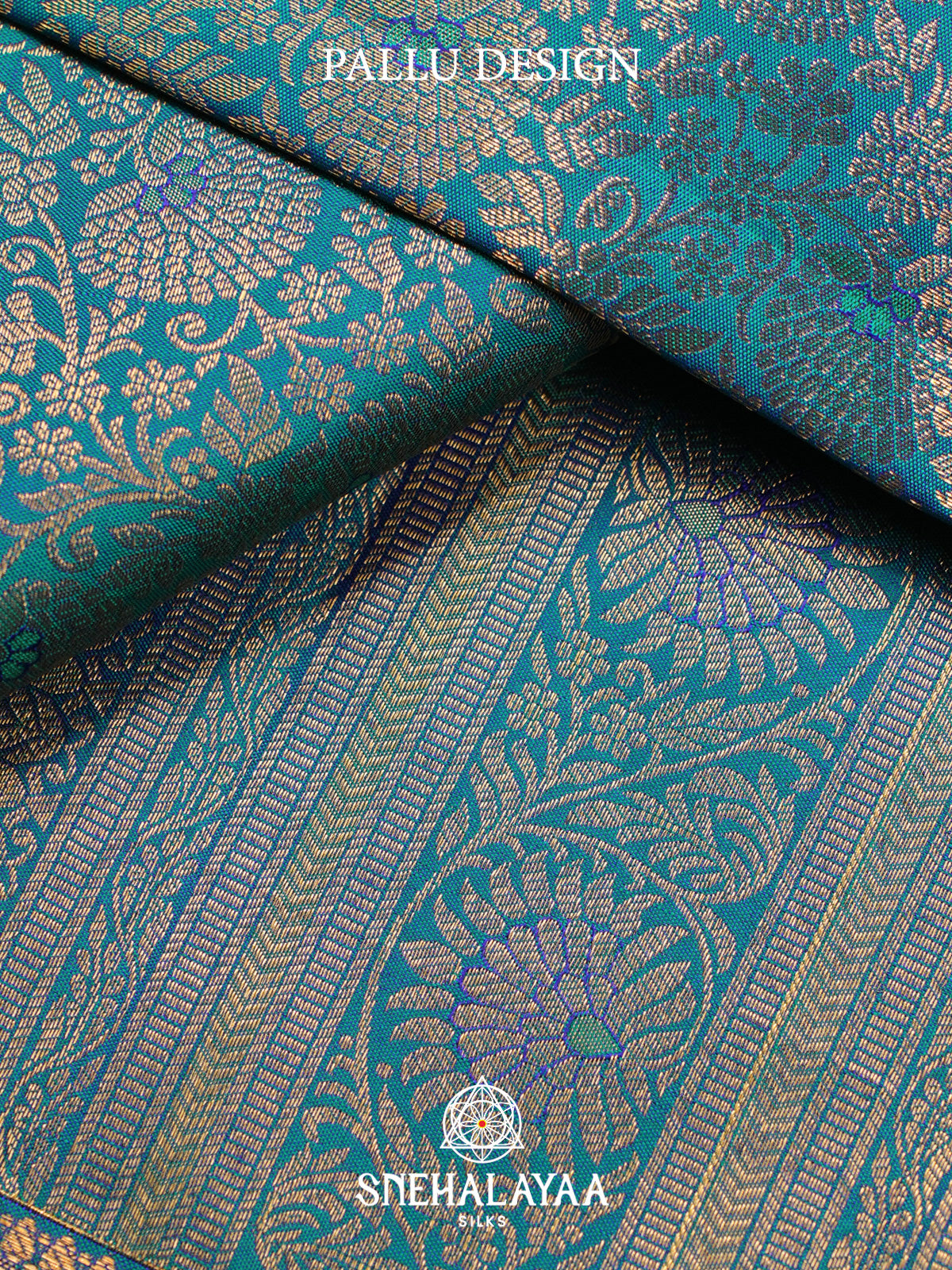 Teal Blue Kanjivaram Silk Saree