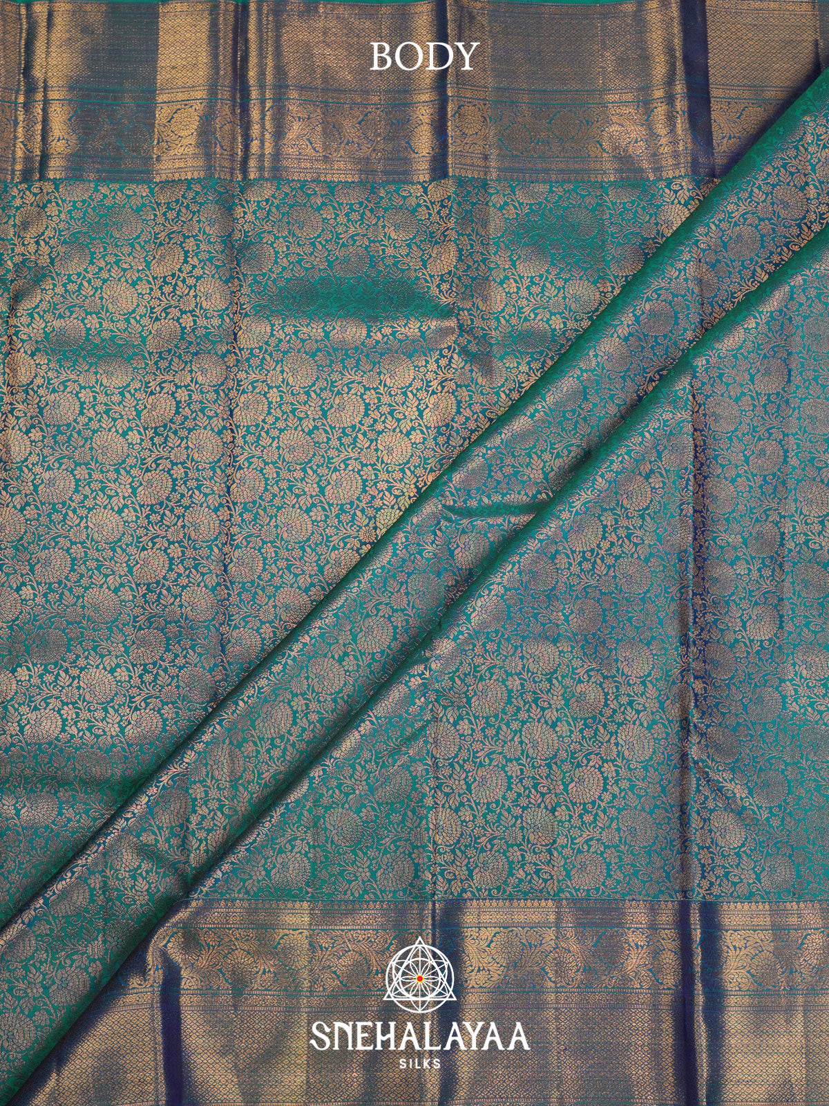 Teal Blue Kanjivaram Silk Saree