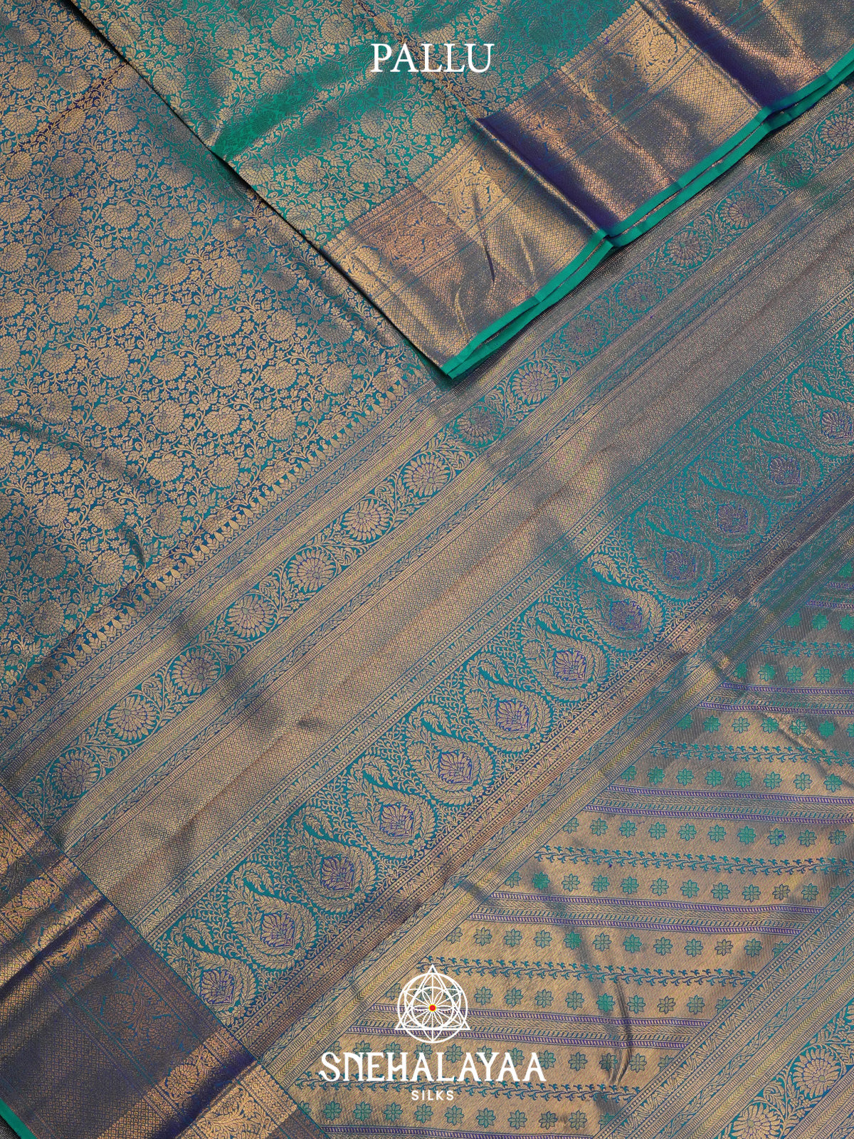 Teal Blue Kanjivaram Silk Saree