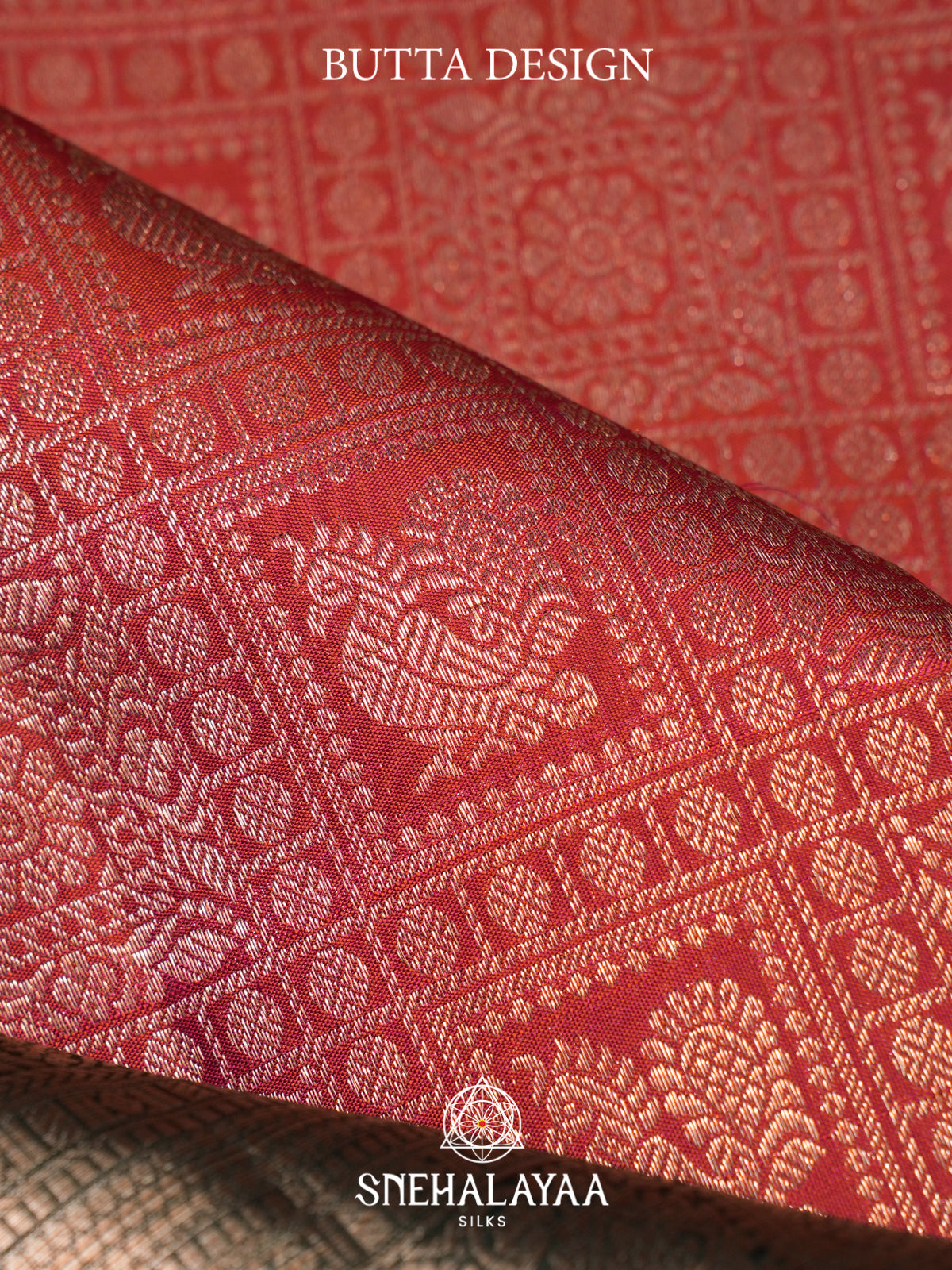 Coral Red Kanjivaram Silk Saree